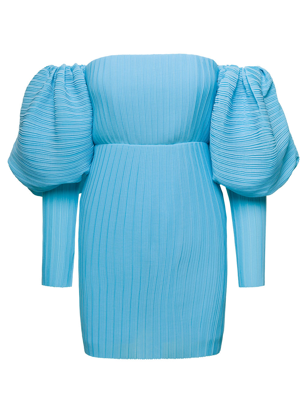 Light -blue Skye Off-shoulder Mini Dress In Polyester Woman