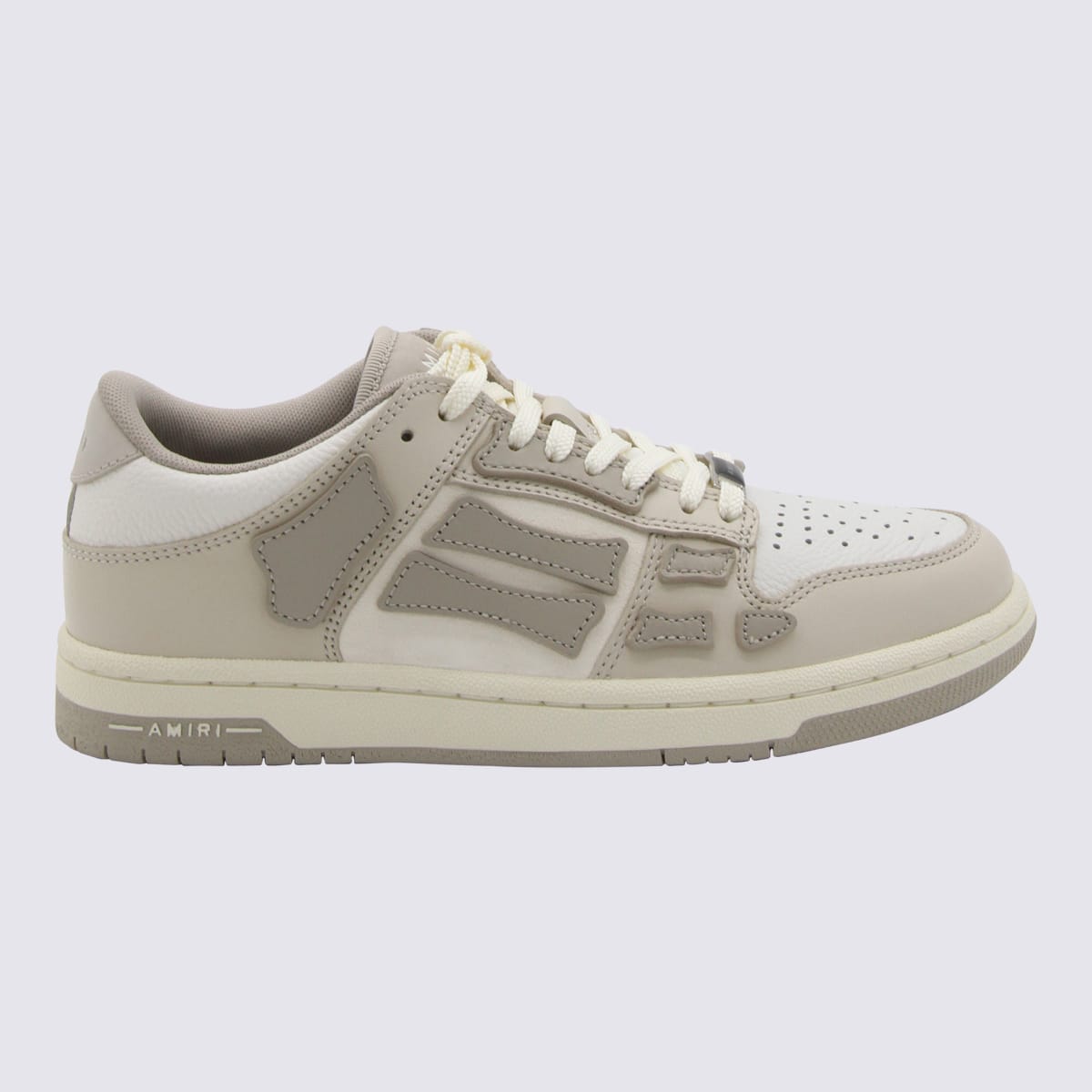 Shop Amiri White And Grey Leather Sneakers In Alabaster