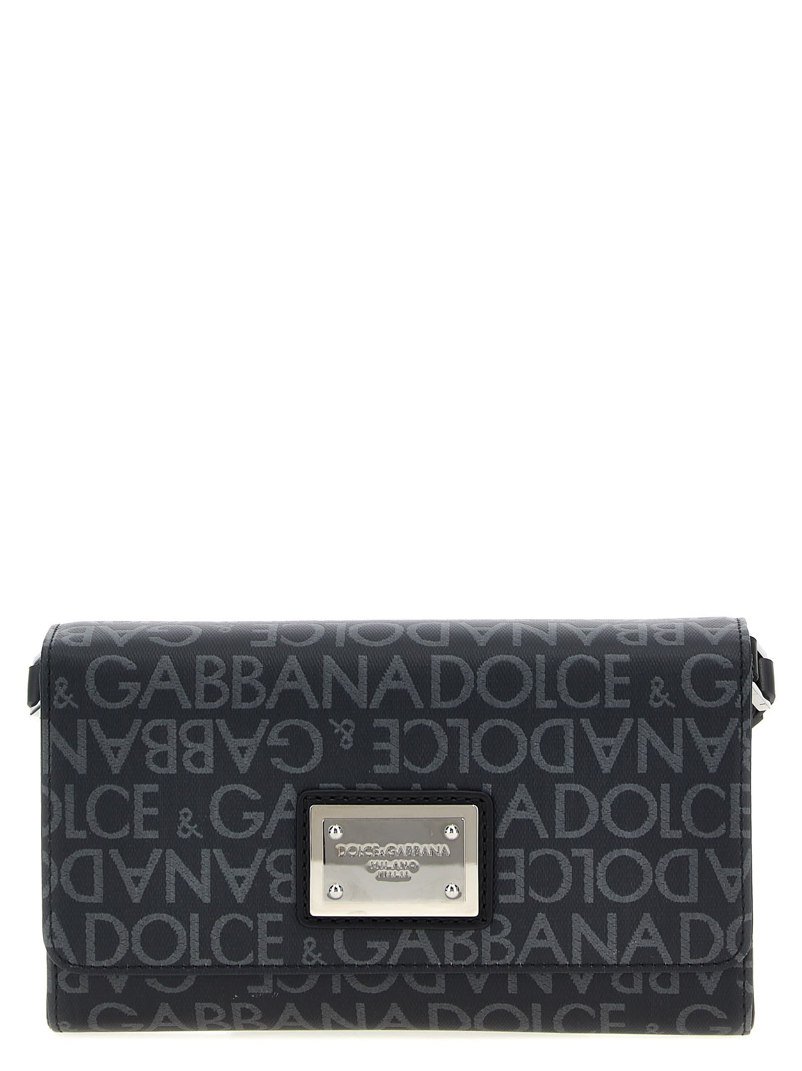 Shop Dolce & Gabbana Coated Jacquard Crossbody Bag In Black