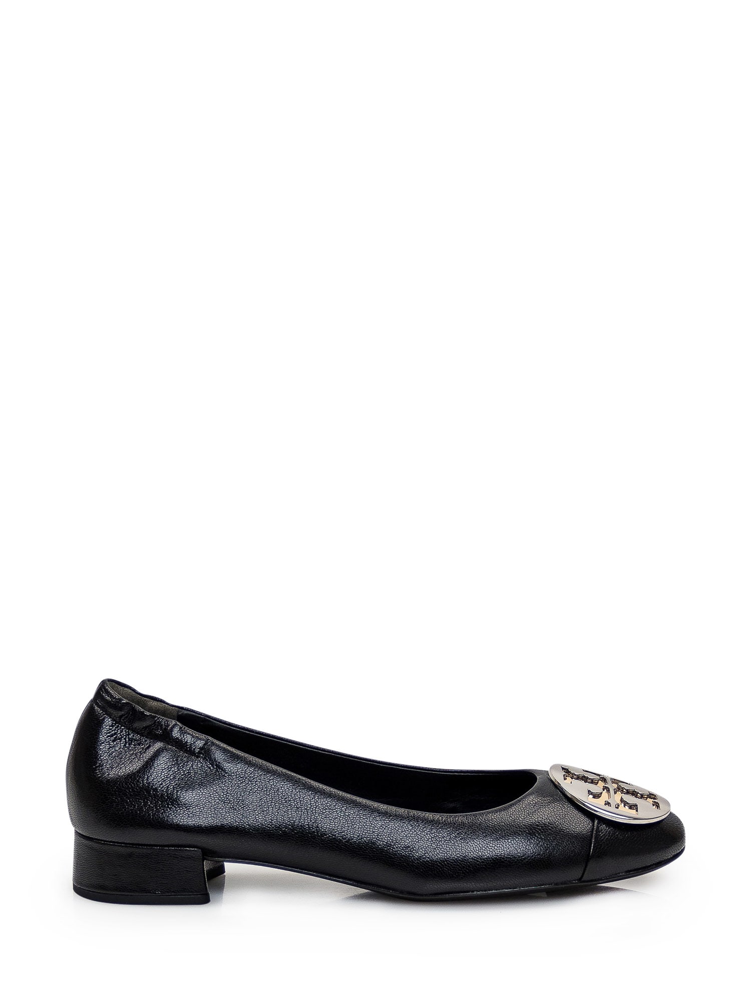 Shop Tory Burch Claire Heel Ballerinas In Perfect Black / Gold / Silver