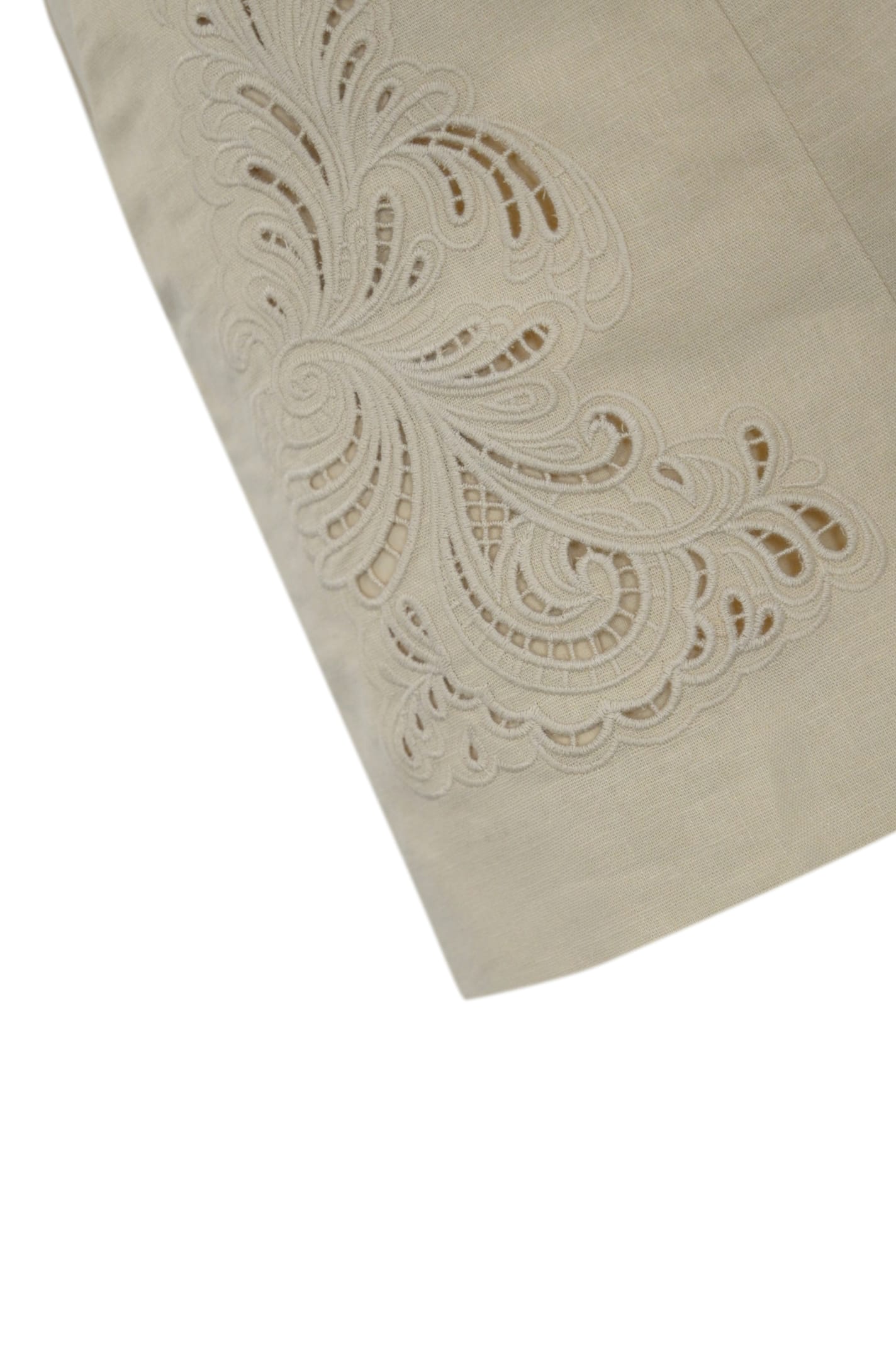 Twinset Twin-set Tailored Gray Shorts With Intricate Embroidery In Madreperla