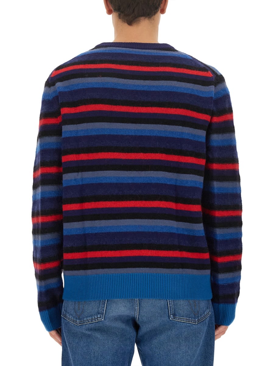Shop Ps By Paul Smith Jersey With Stripe Pattern In Blue