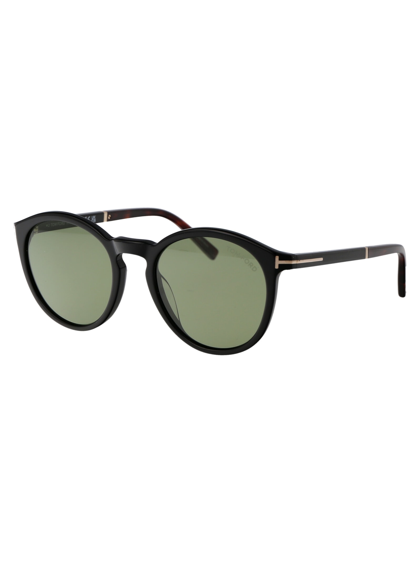 Shop Tom Ford Elton Sunglasses In 01n Nero Lucido / Verde