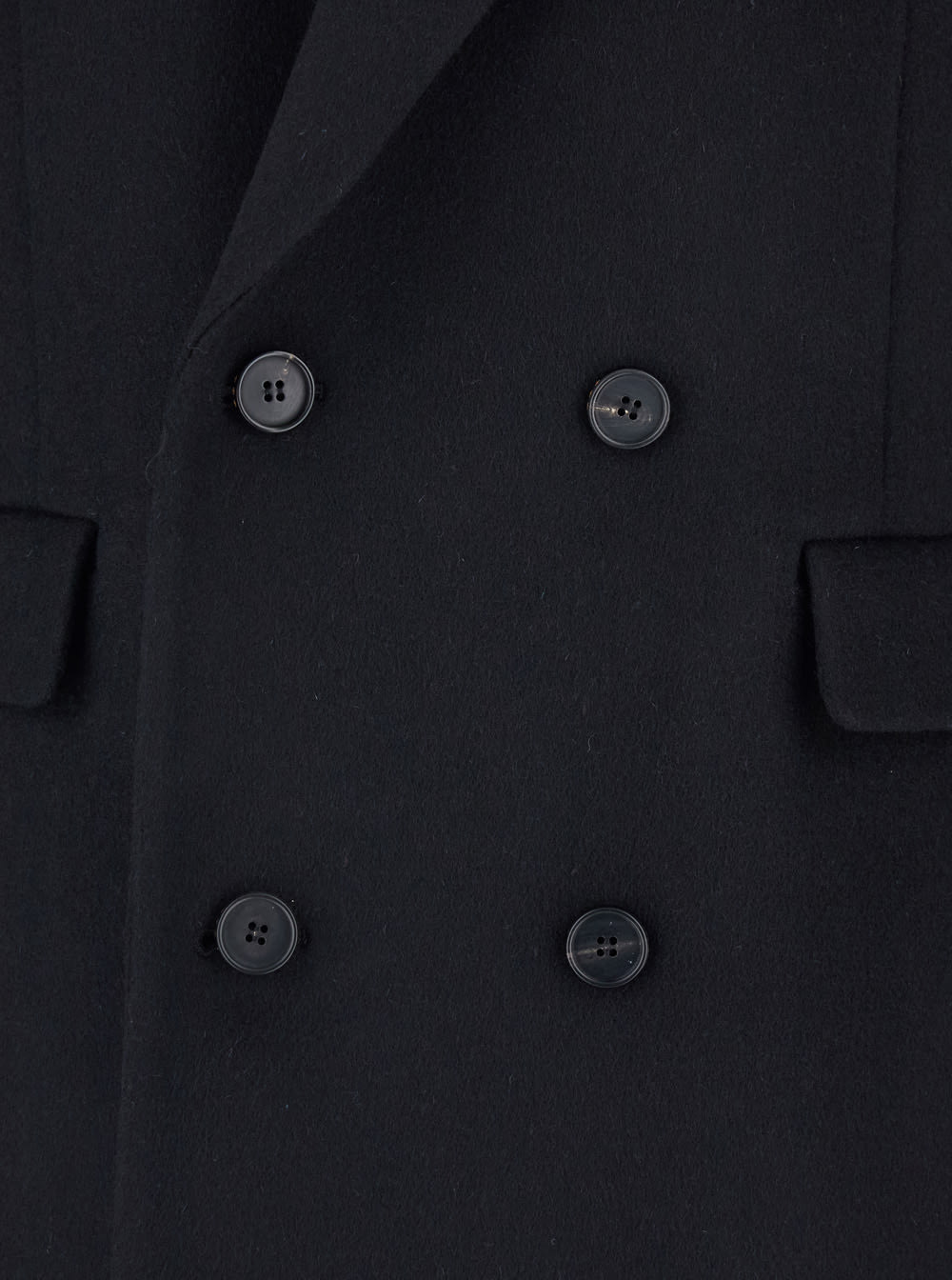 Tonywack Black Double-breasted Coat With Classic Lapels In Wool Blend Man In Black