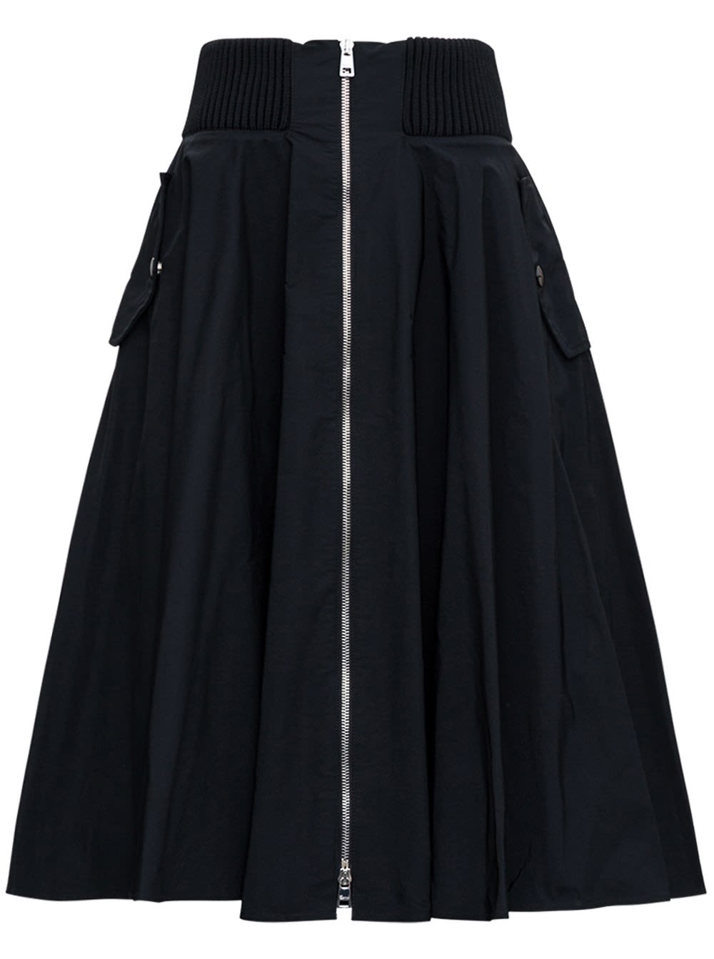 RED Valentino Long Black Taffeta Skirt
