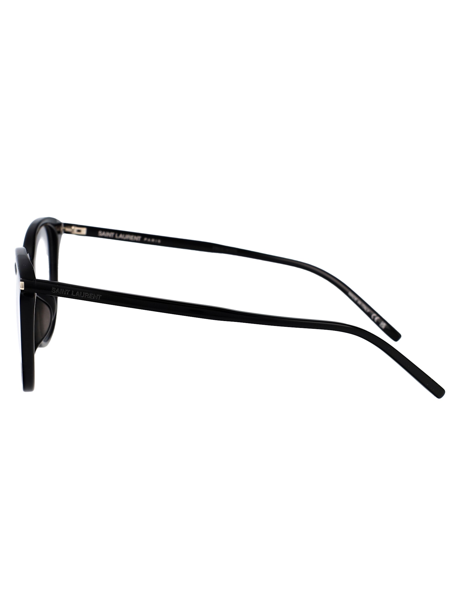 Saint Laurent Black-black-transparent Acetate Glasses In Multi