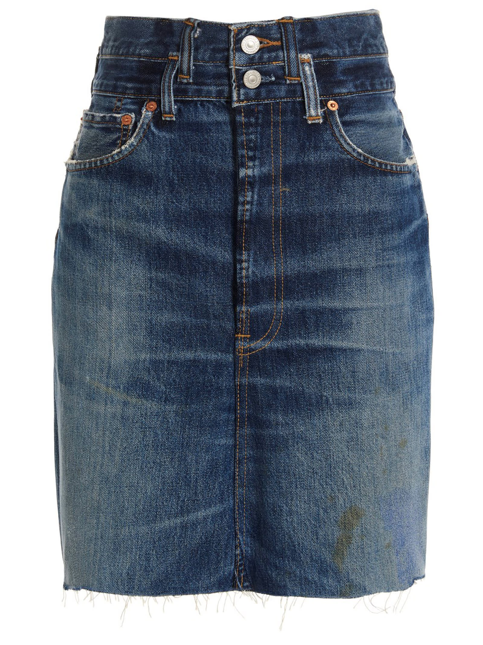 Shop Re/done Double Waisted Pencil Re Done X Levis Skirt In Blue