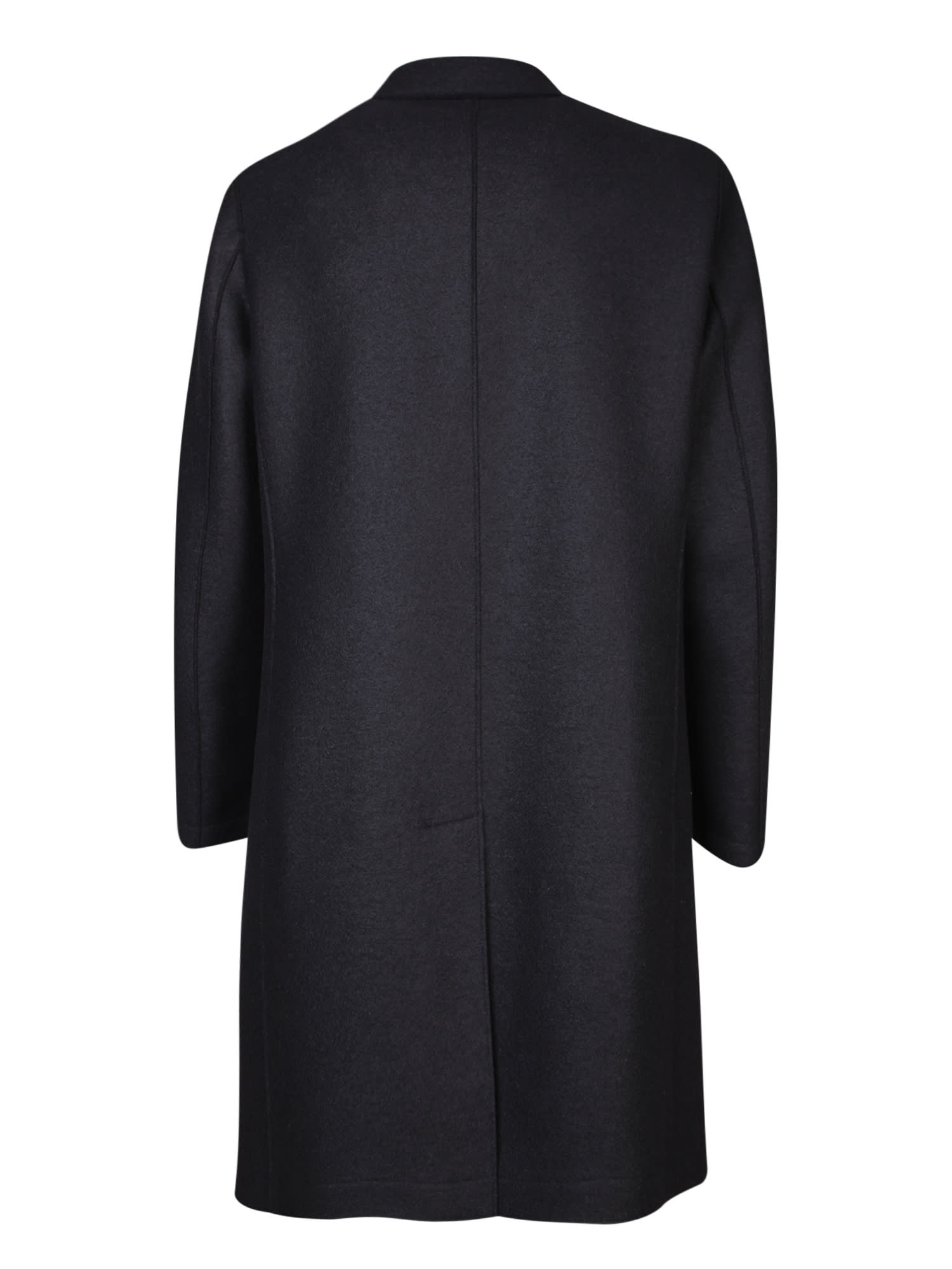 Shop Harris Wharf London Oversized Double-breasted Black Wool Coat