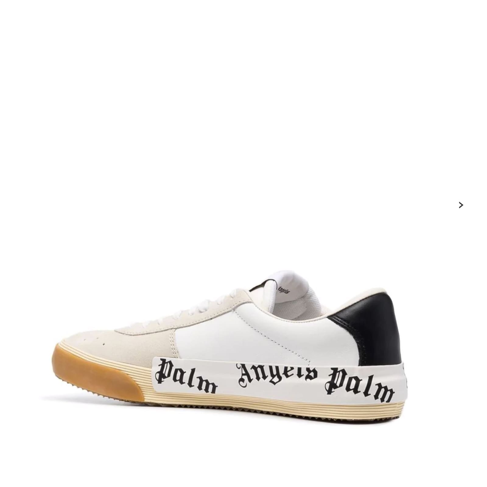 Shop Palm Angels Leather Logo Sneakers In Beige