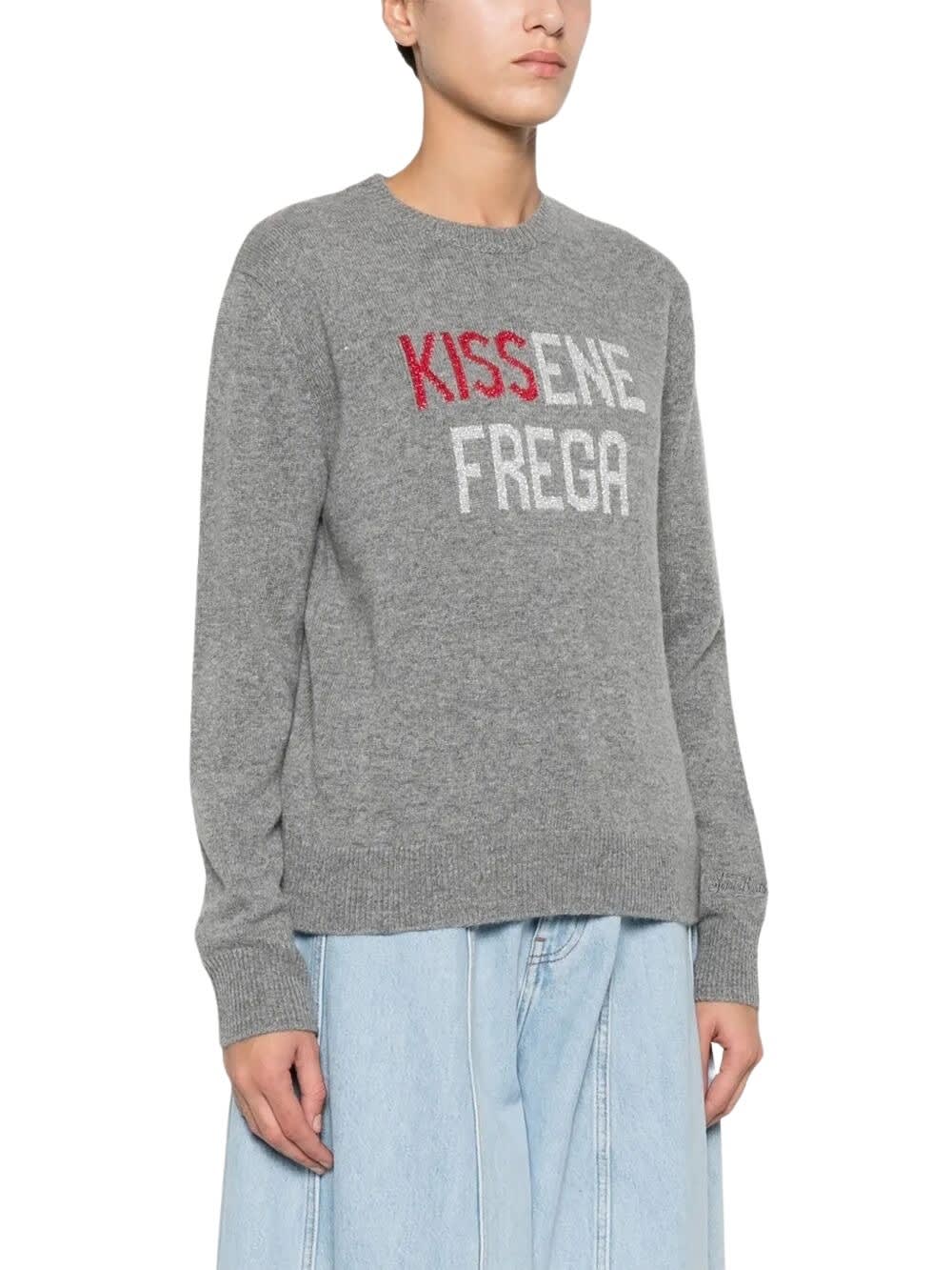 Mc2 Saint Barth Kissene Frega Lettering Jumper In Metallic
