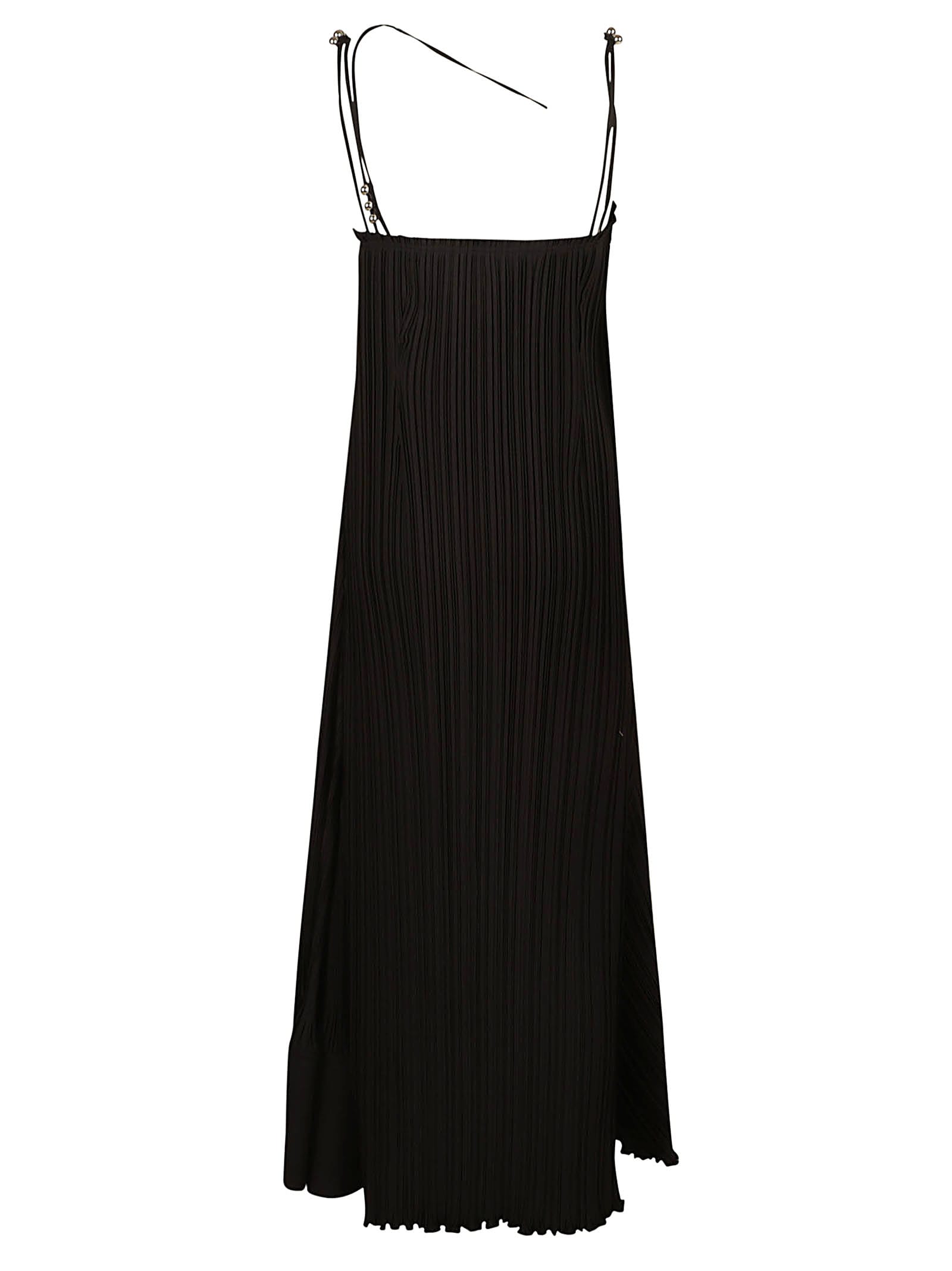 Shop Lanvin Pleated Sleeveless Dress In Black