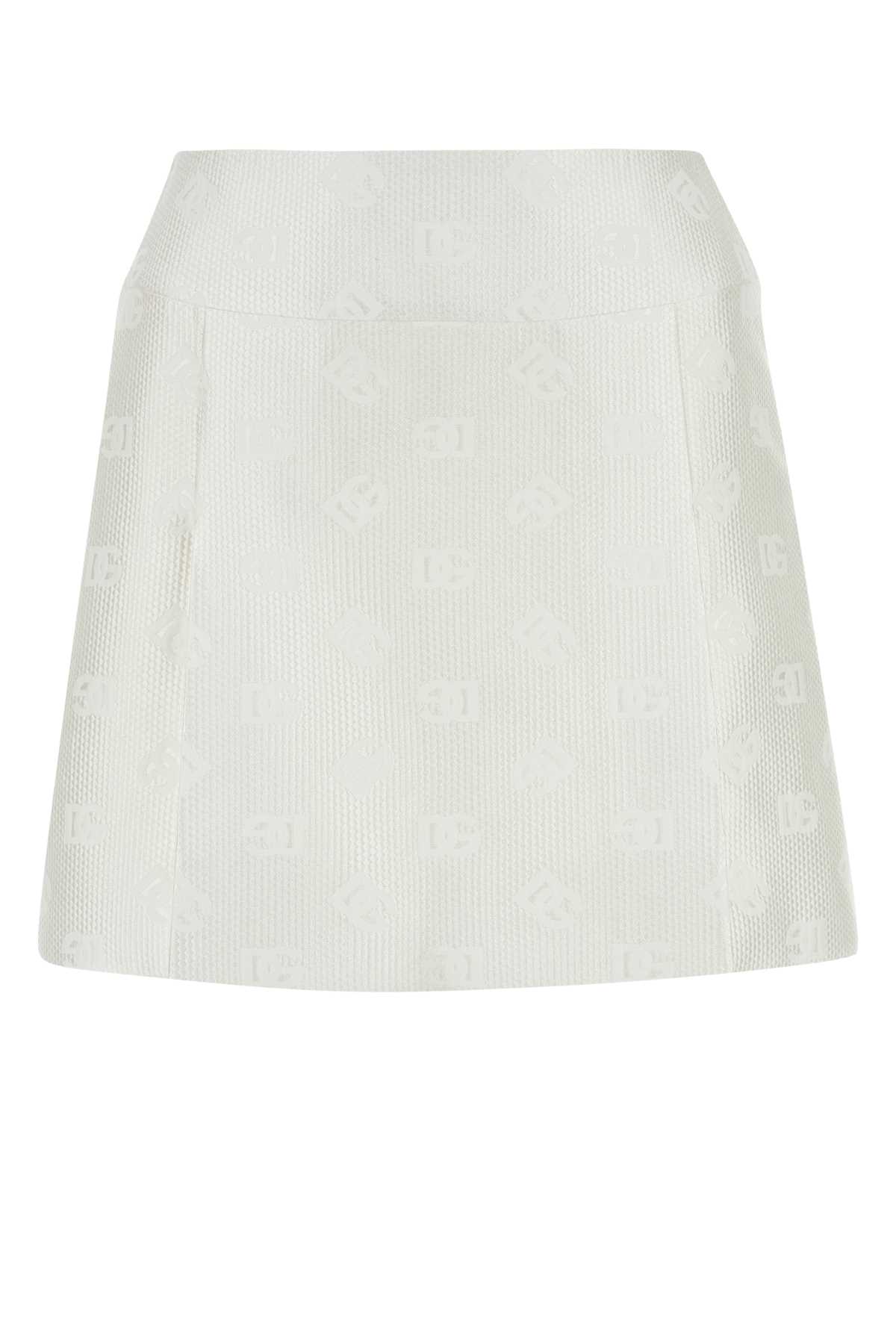 White Jacquard Mini Skirt