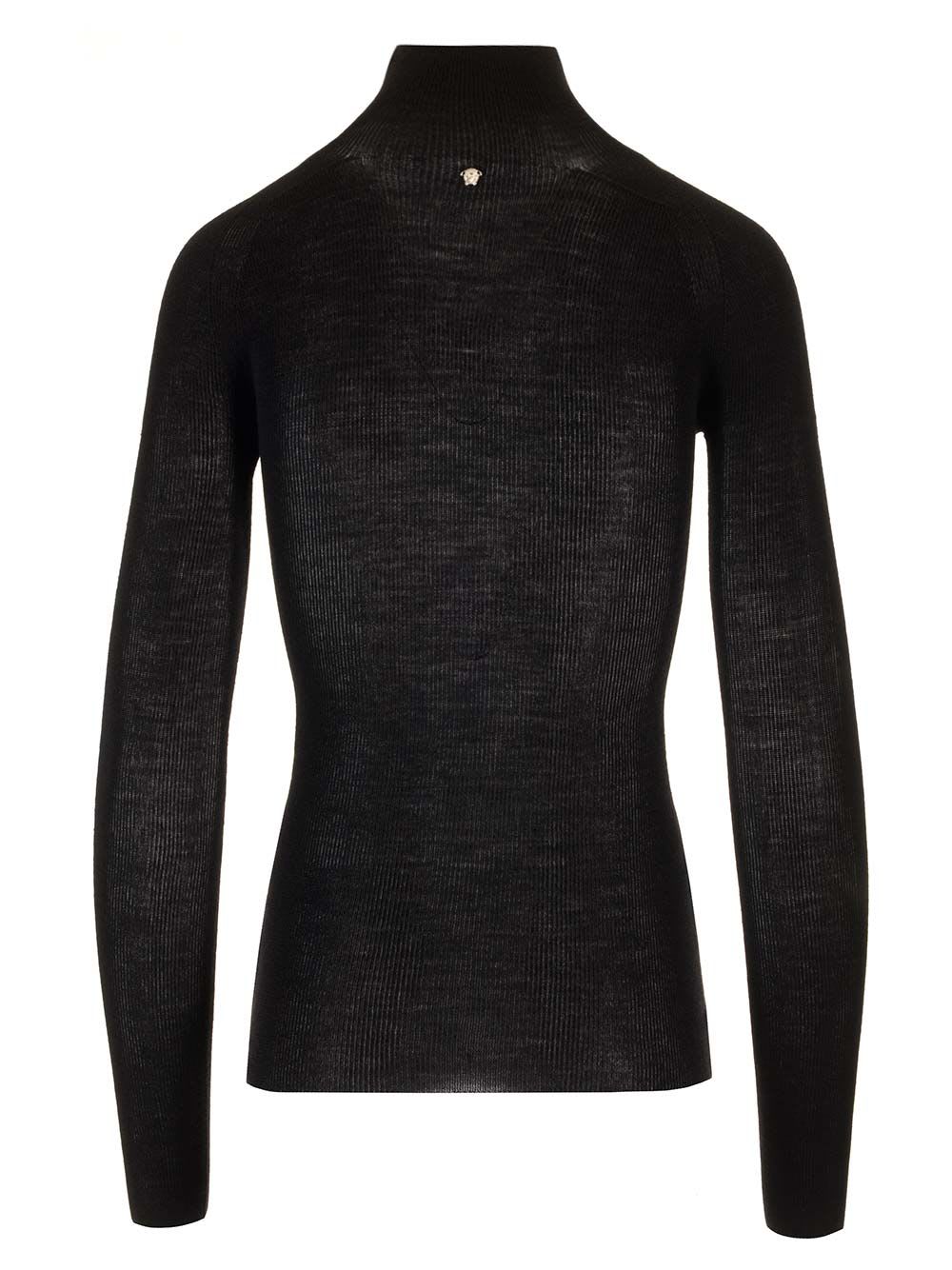 Shop Versace Merino Wool Turtleneck In Black