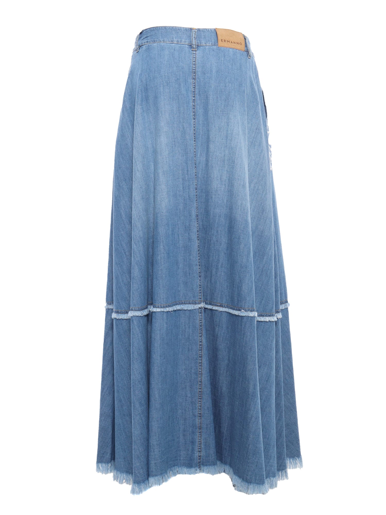 Shop Ermanno Ermanno Scervino Long Denim Skirt In Light Blue