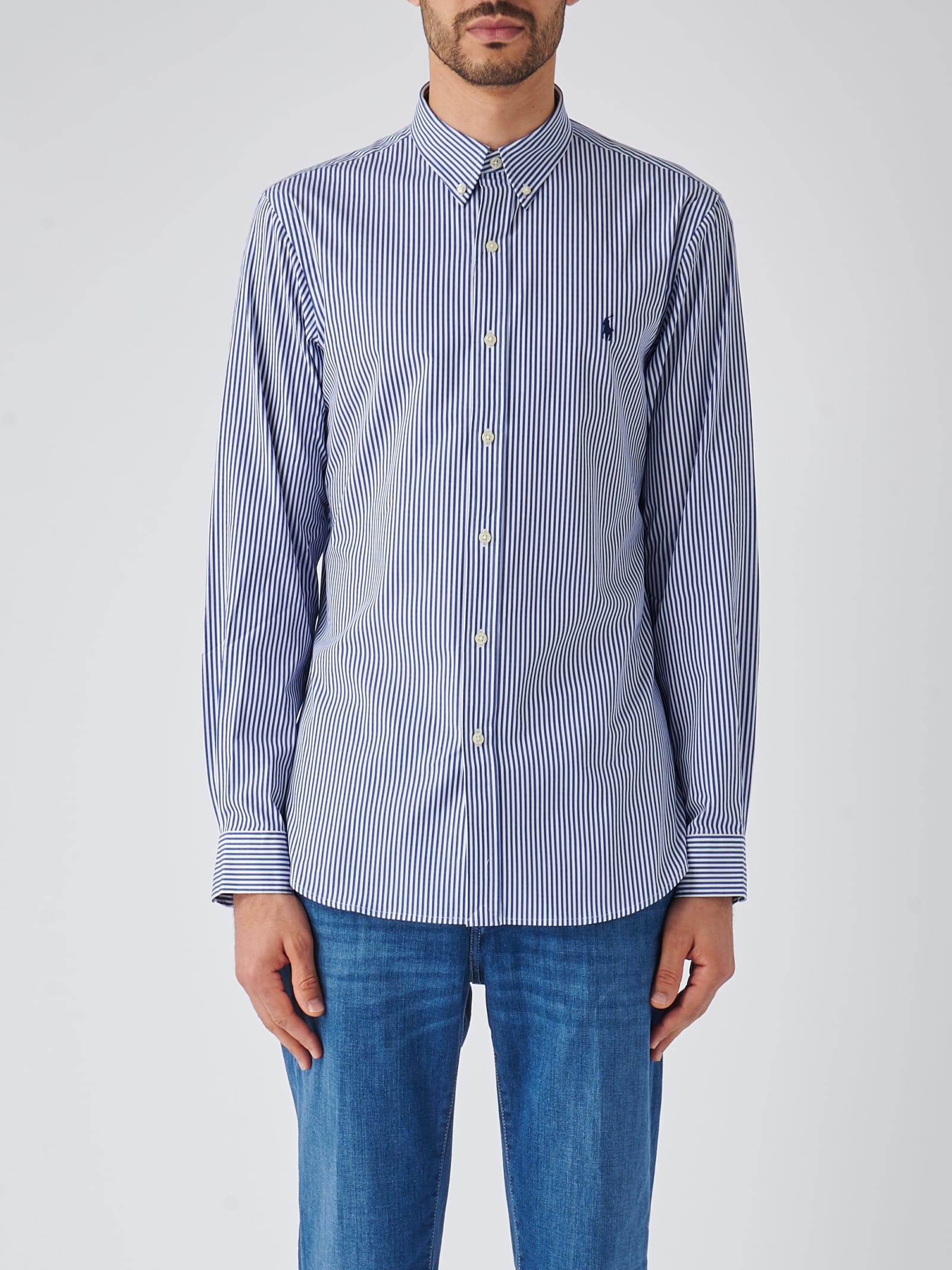 Shop Polo Ralph Lauren Long Sleeve Sport Shirt Shirt In Blu