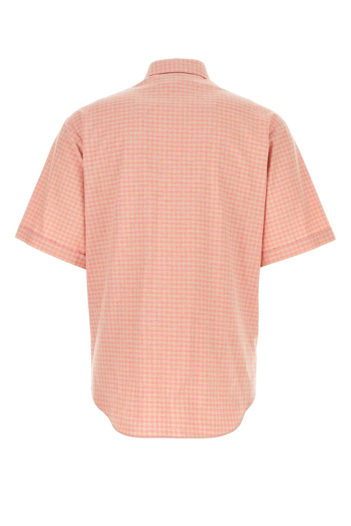Gucci Embroidered Cotton Shirt In Pink/beige/mix