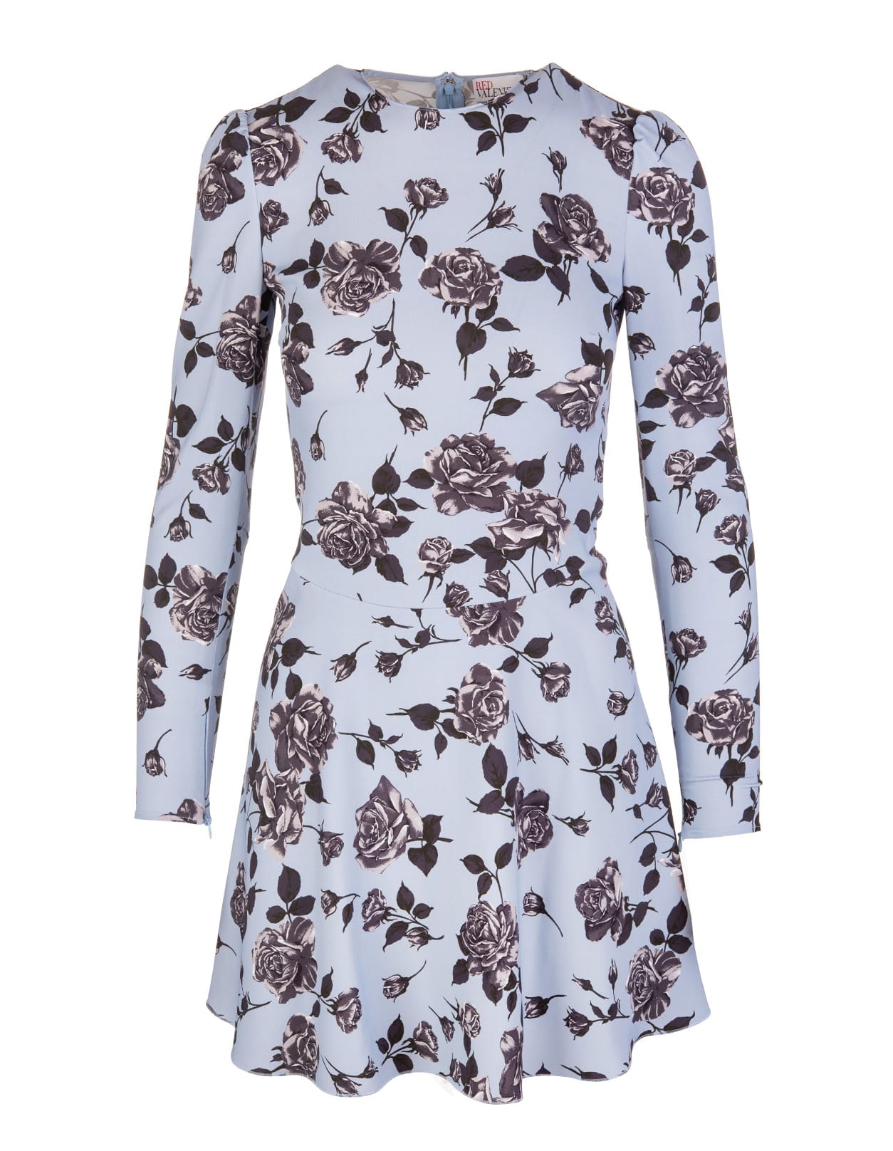 RED Valentino Short Light Blue Dress With Floral Print