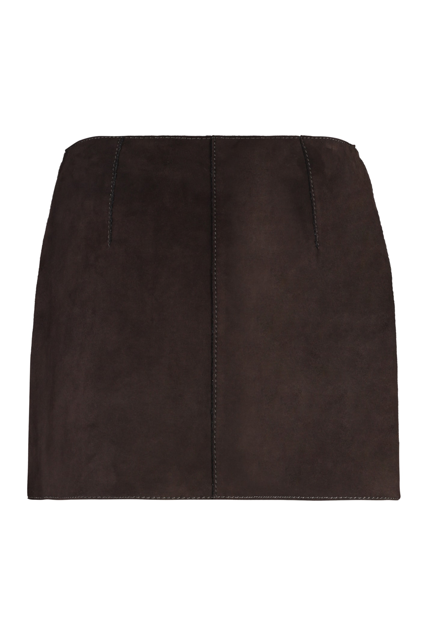 P.a.r.o.s.h Leather Mini Skirt In Brown