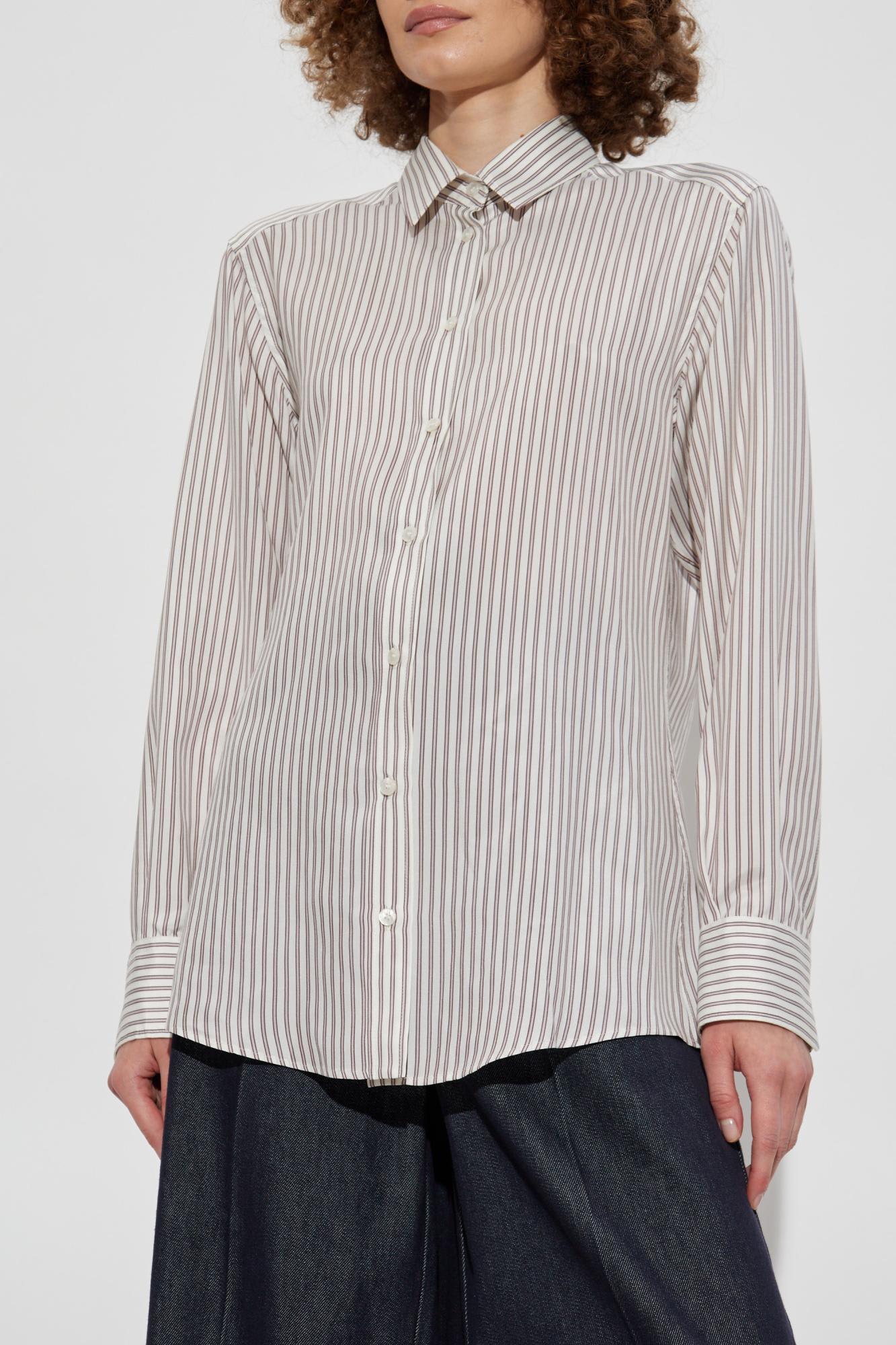 Dolce & Gabbana Silk Shirt With Striped Pattern In White