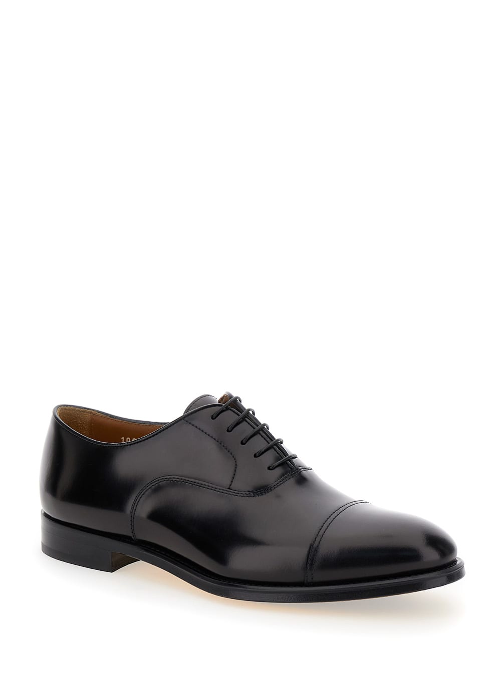 Shop Doucal's Black Oxford Shoes With Five Holes In Smooth Leather Man