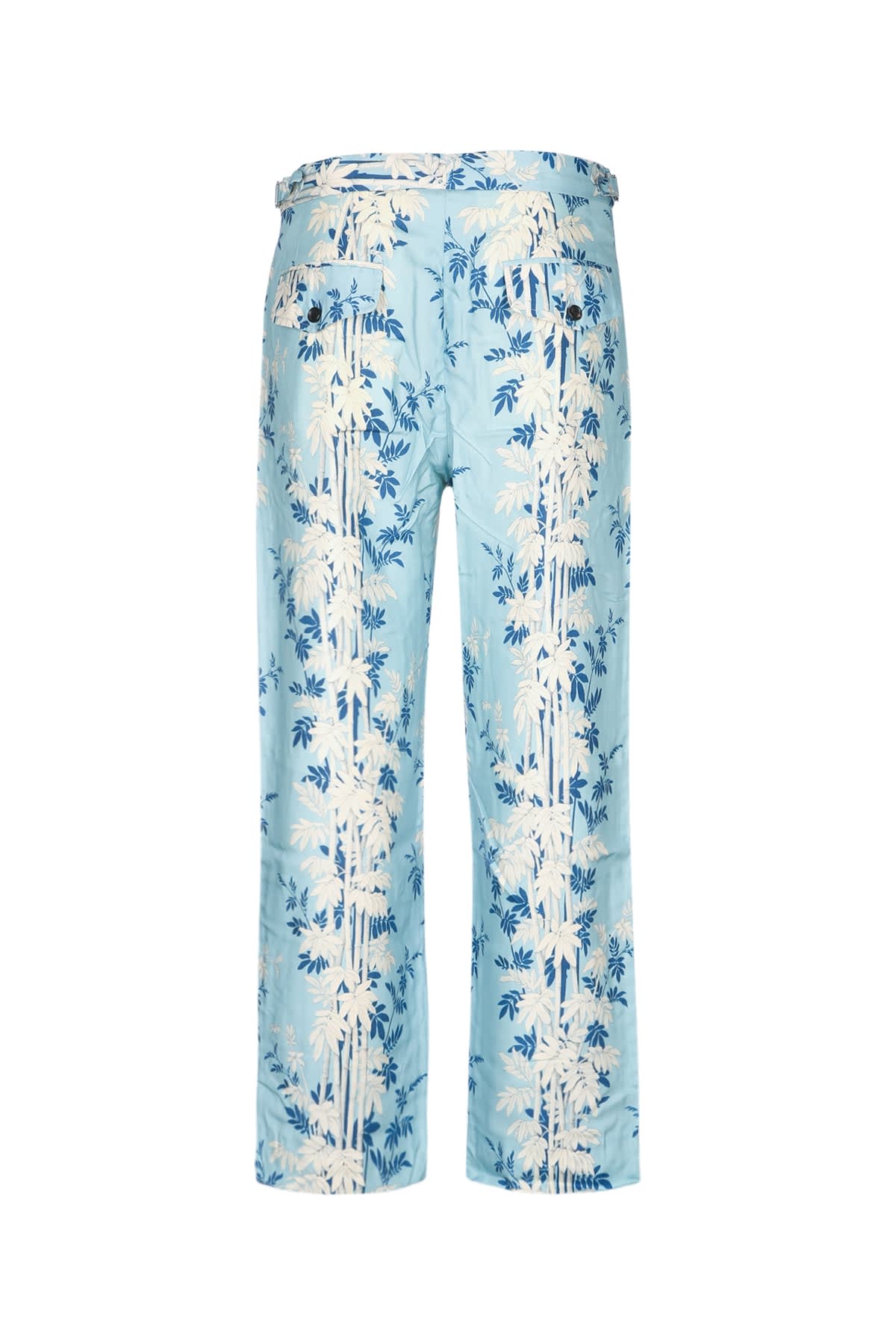 Bode Sky Blue Leaf-print Trousers In Blue Multi