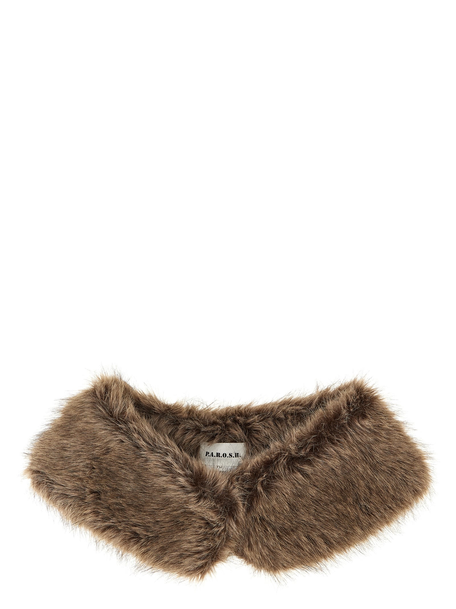 P.a.r.o.s.h Faux Fur Collar Scarves And Foulards Brown In Brown