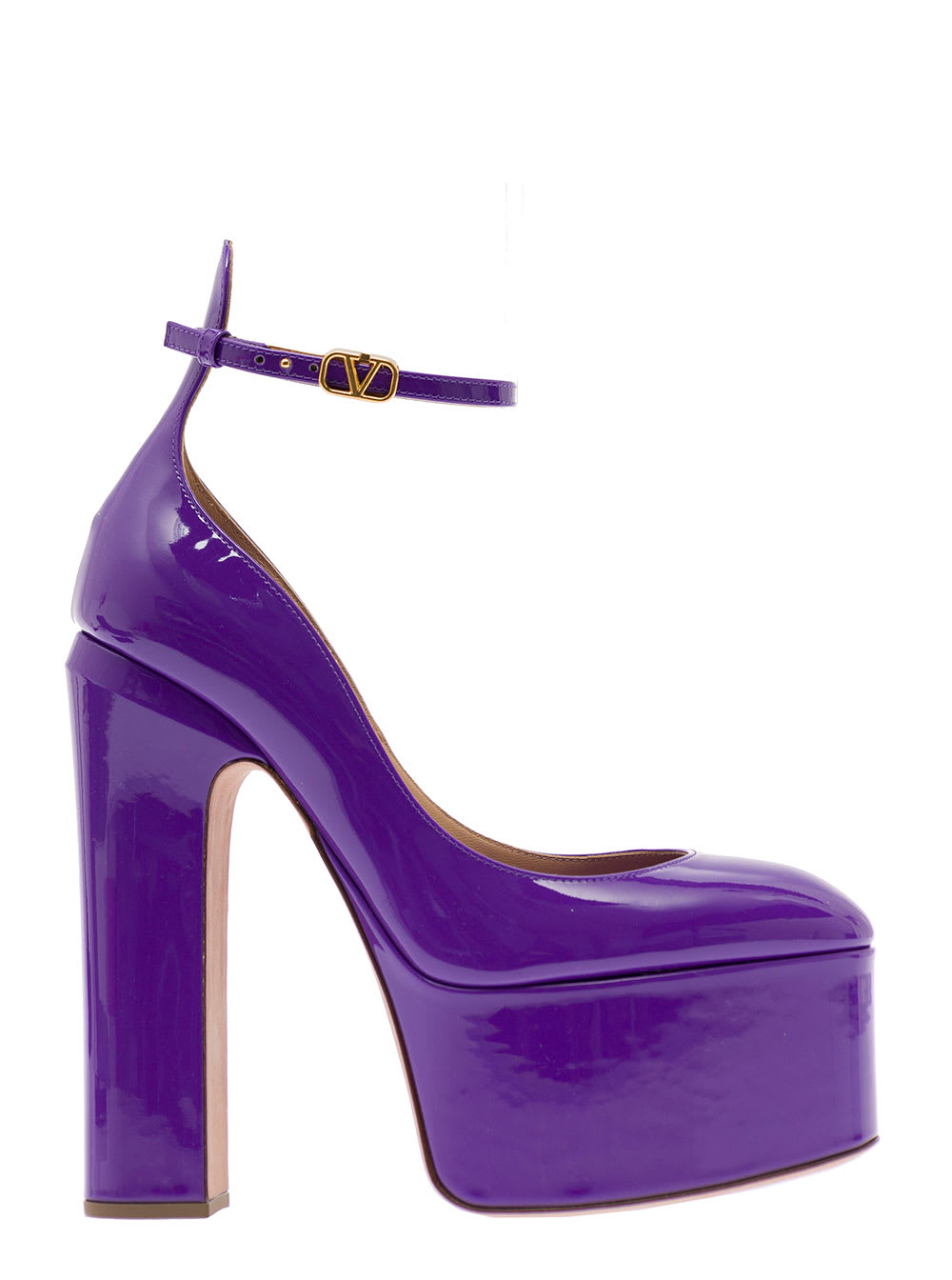 tan-go Purple Décolleté With Platform And Vlogo Buckle In Patent Leather Woman