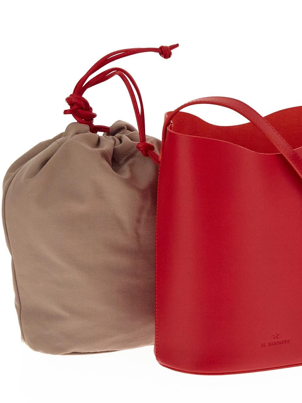 Il Bisonte Cherry Bucket In Leather in Red