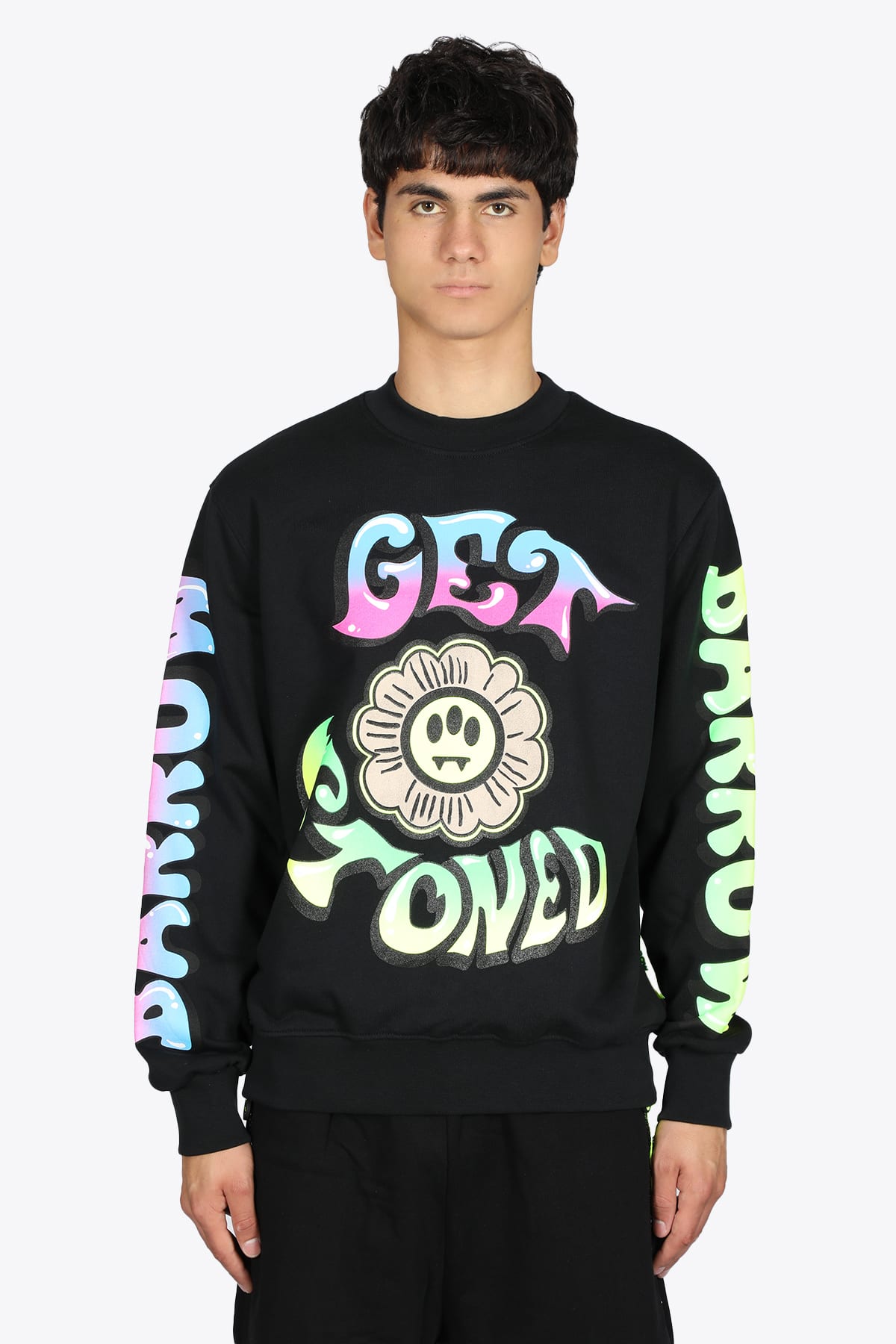 Barrow Sweatshirt Black cotton sweatshirt with flower print