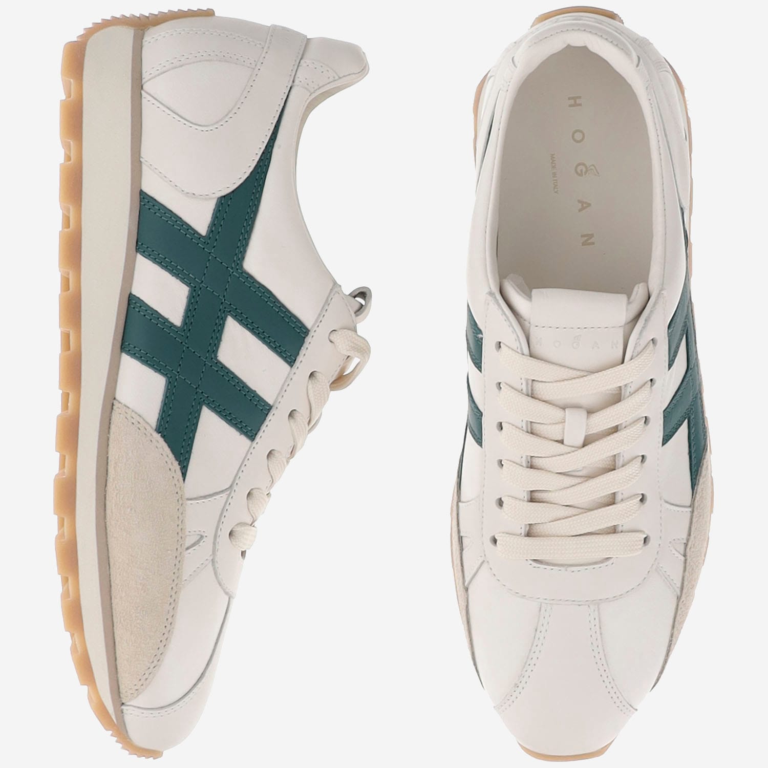 Hogan Leather Lace-up Trainers In Neutral