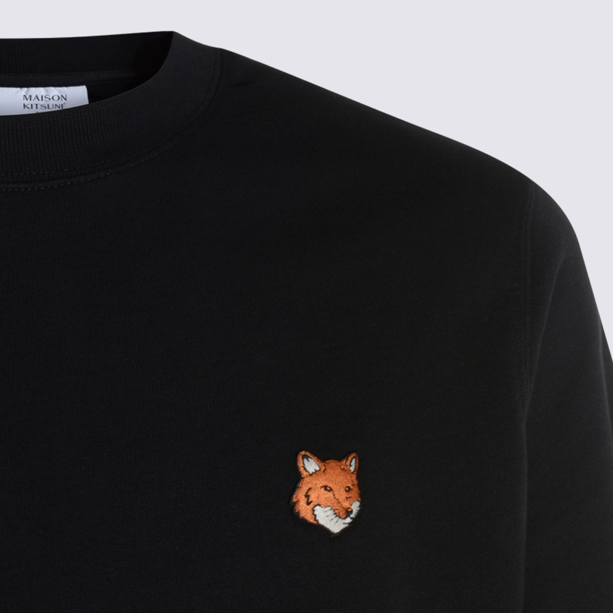 Maison Kitsuné Cotton Sweatshirt Featuring Fox Head Design In Black