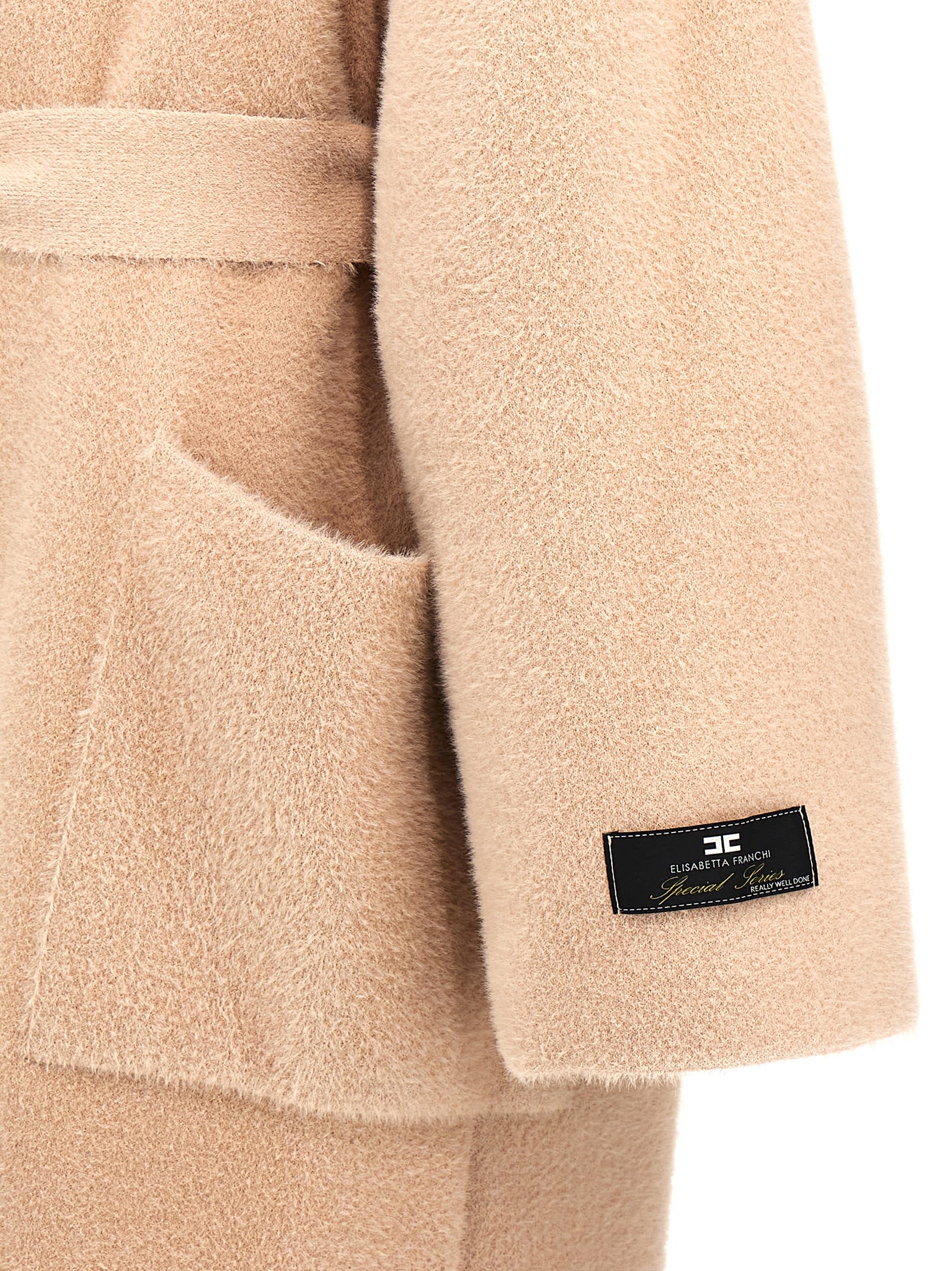 Shop Elisabetta Franchi Fur-effect Coat In Pink