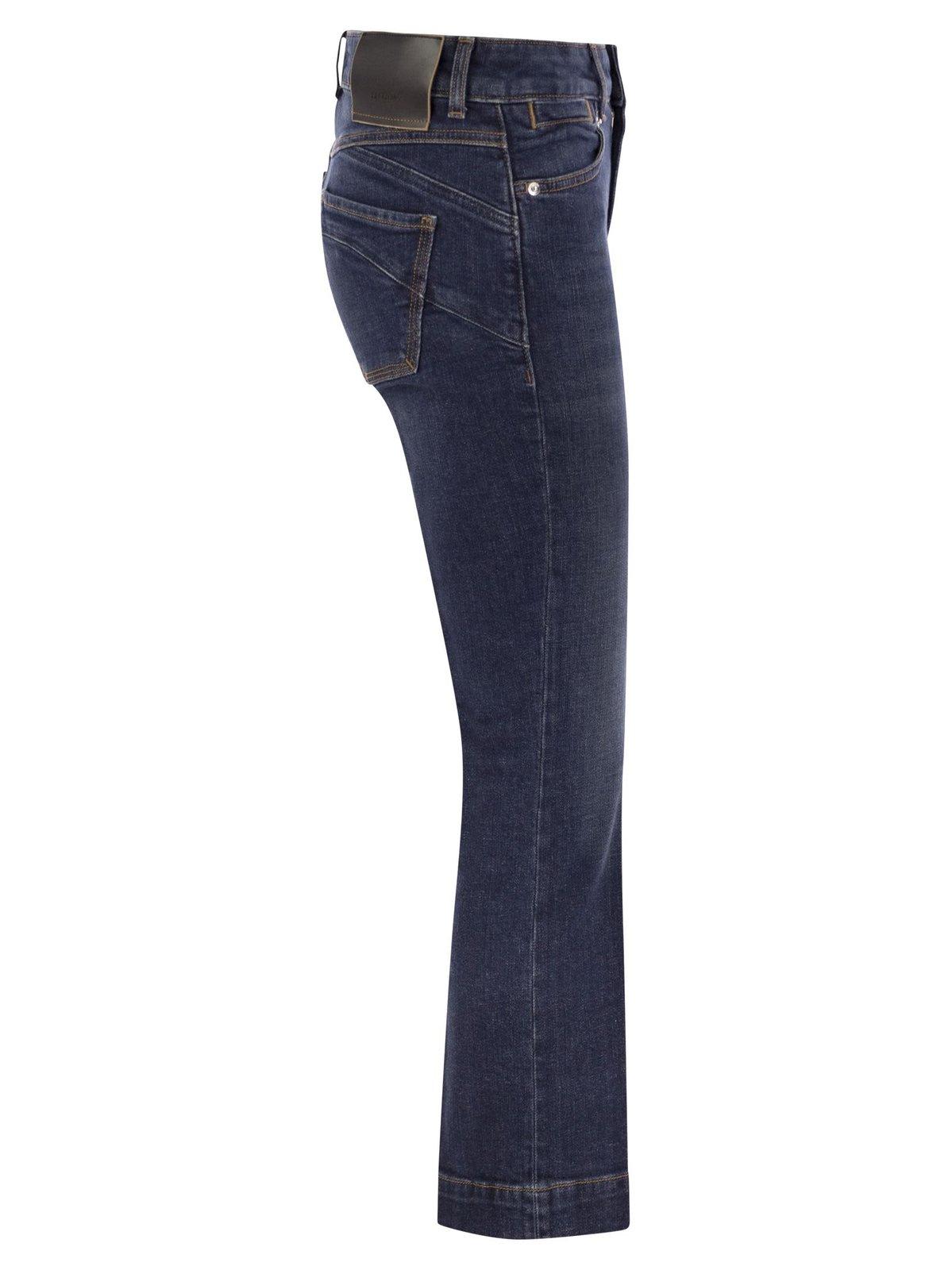 Sportmax Logo Patch Cropped Jeans In Blue