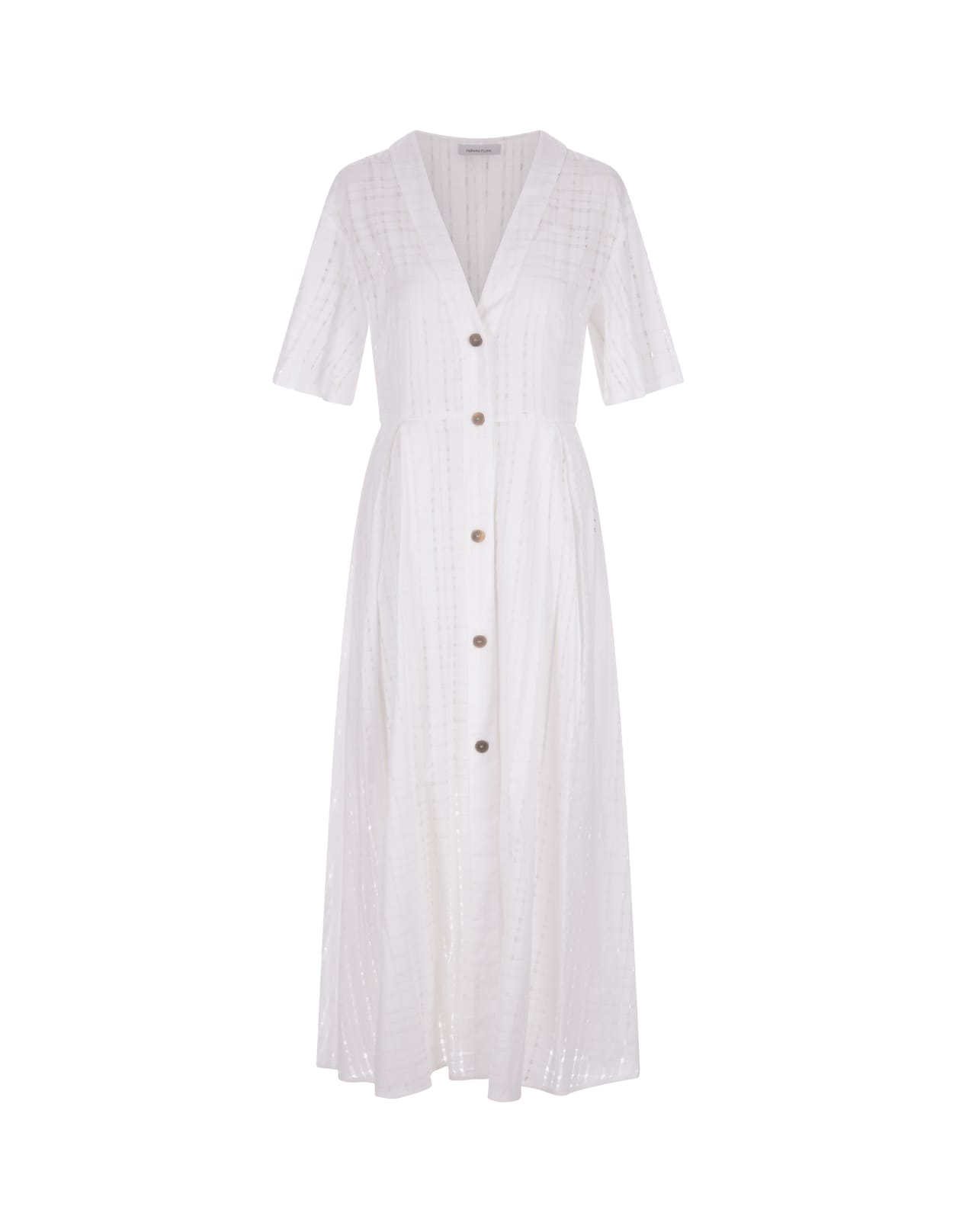 Fabiana Filippi White Linen Midi Shirt Dress