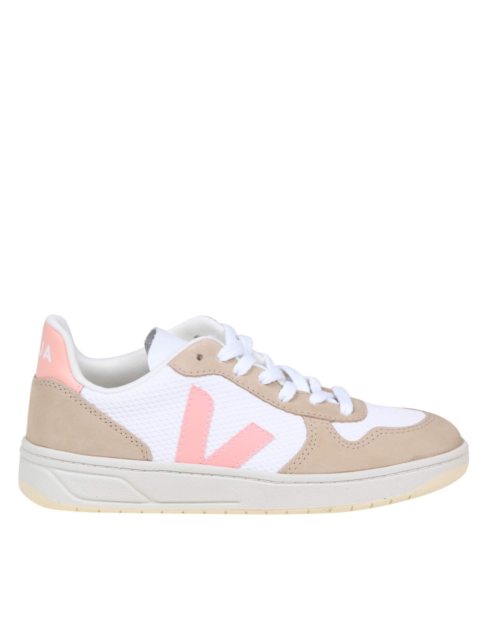 Veja Sneakers In Fabric And Suede Color White / Almond