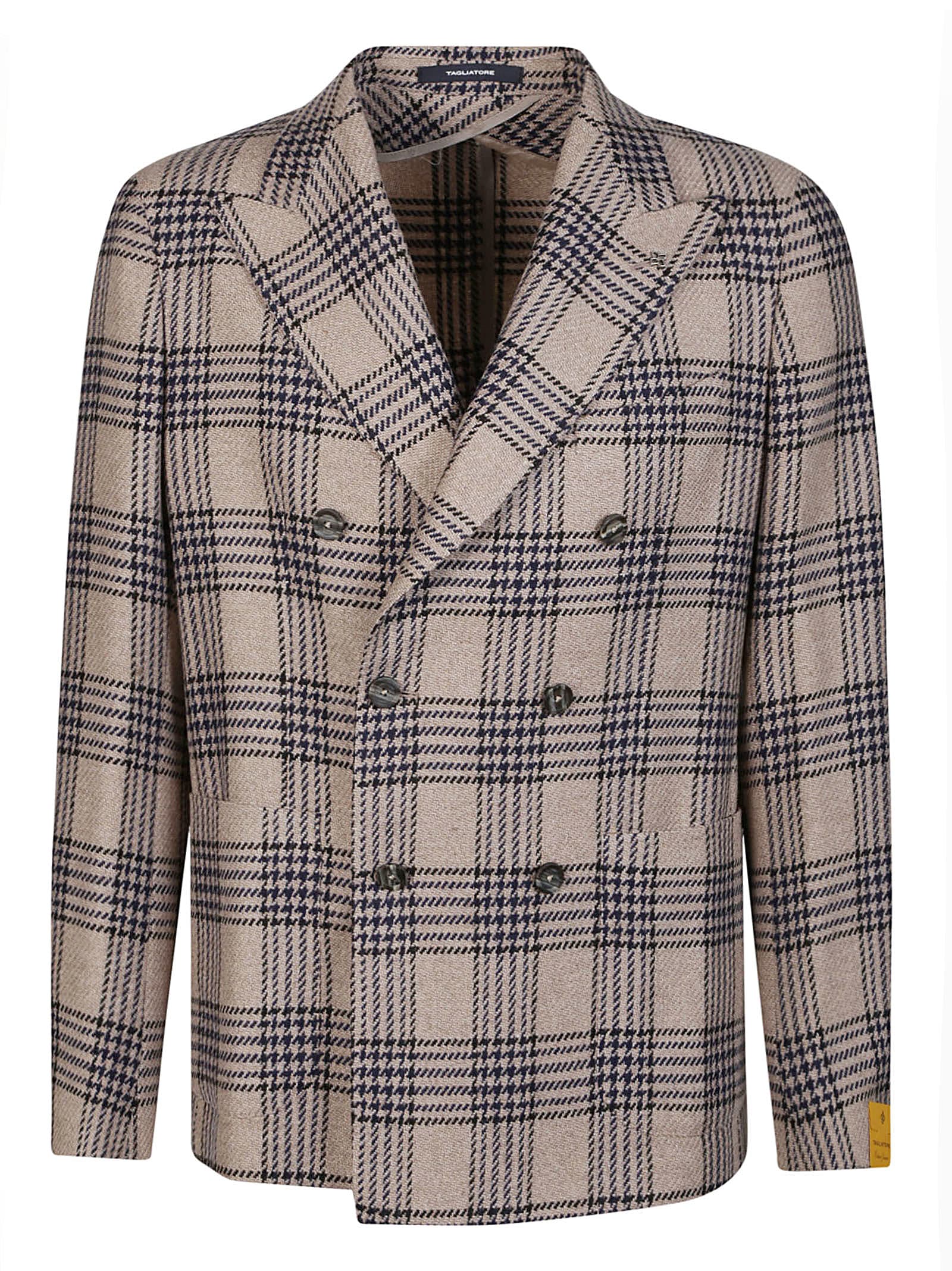 Shop Tagliatore Double-breasted Jacket In Tabacco