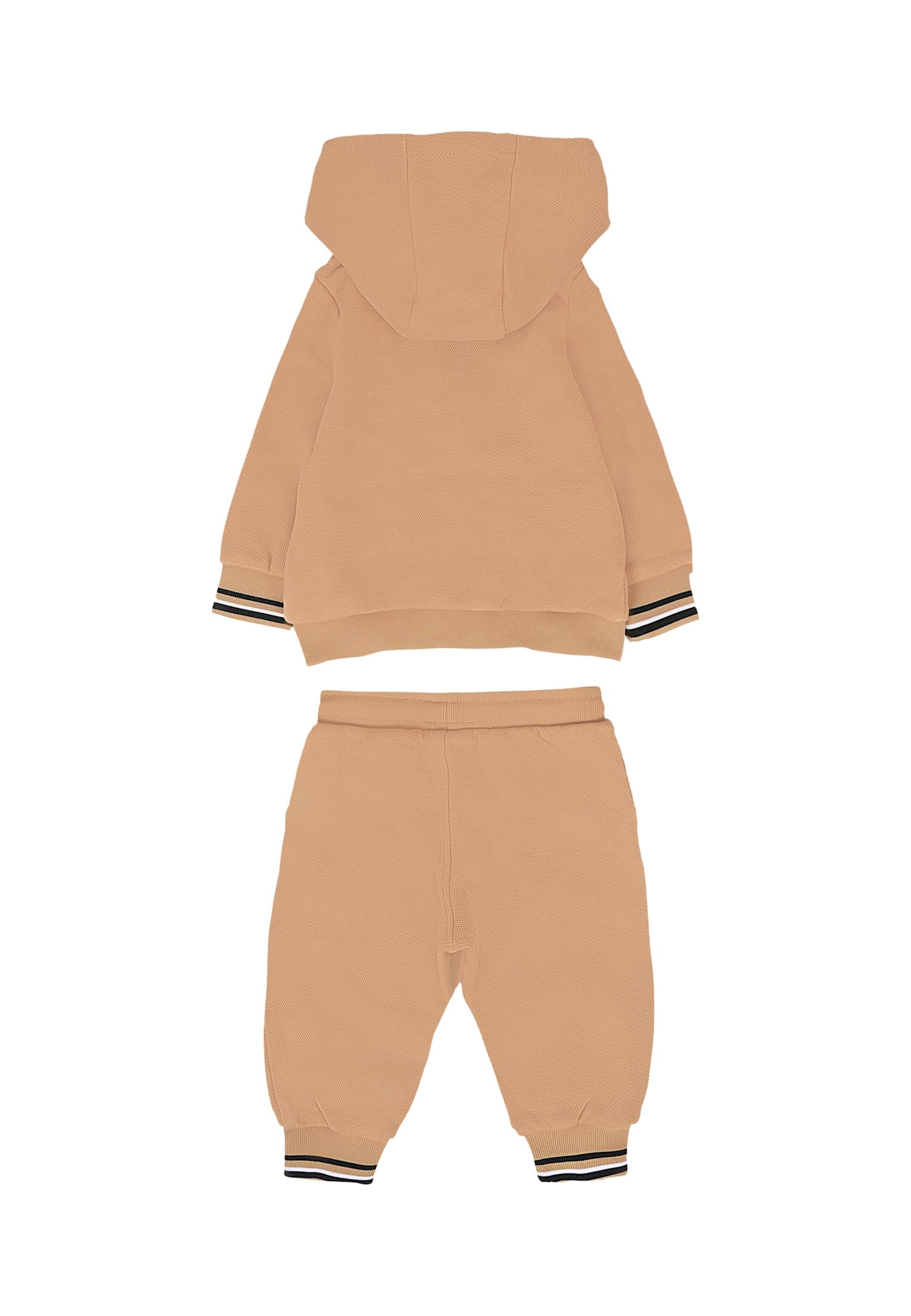 Hugo Boss Beige Suit For Baby Boy With Logo In Brown