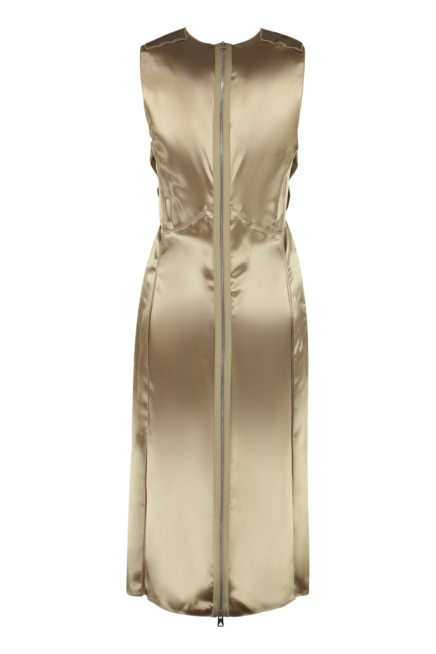 Shop Bottega Veneta Satin Dress In Gold