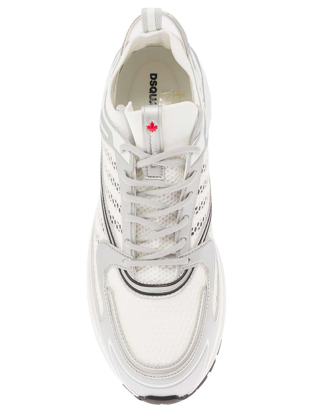 Shop Dsquared2 Dash White Low Top Sneakers With 1964 Logo In Techno Fabric Man In Metallic
