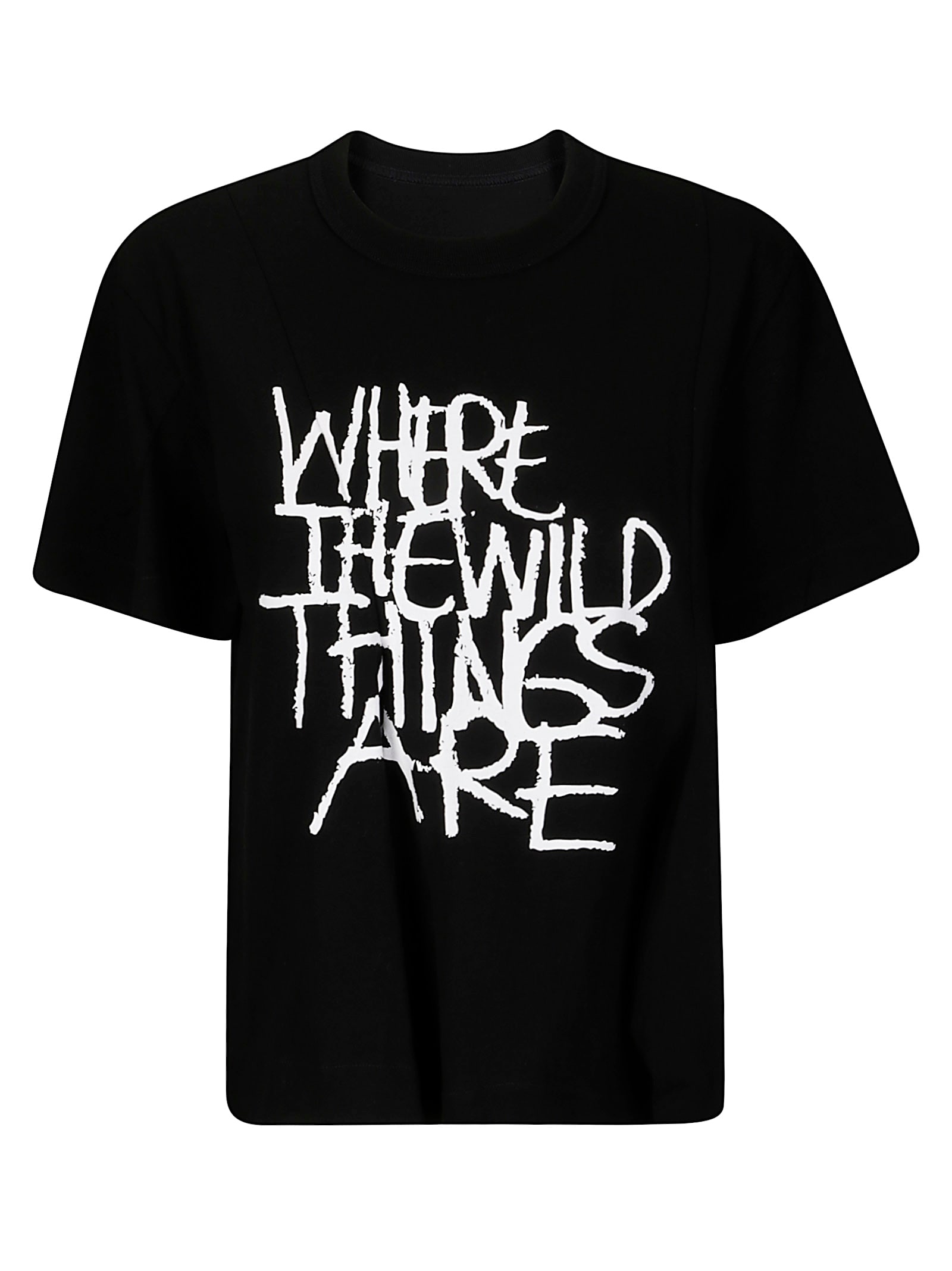 Sacai Where The Wild Things Are Cotton Jersey T-shirt In Black