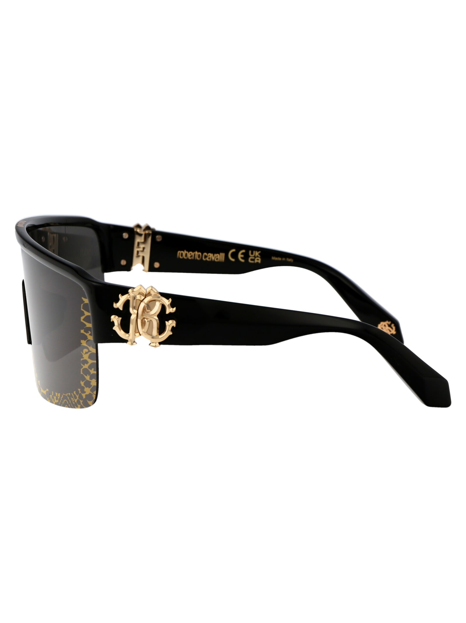 Shop Roberto Cavalli Src037m Sunglasses In Z42l Black Totale