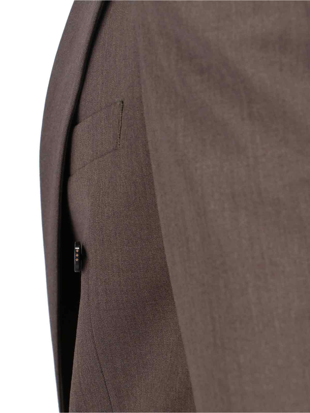 Tonywack Double-breasted Notch Lapel Blazer And Pockets In Brown