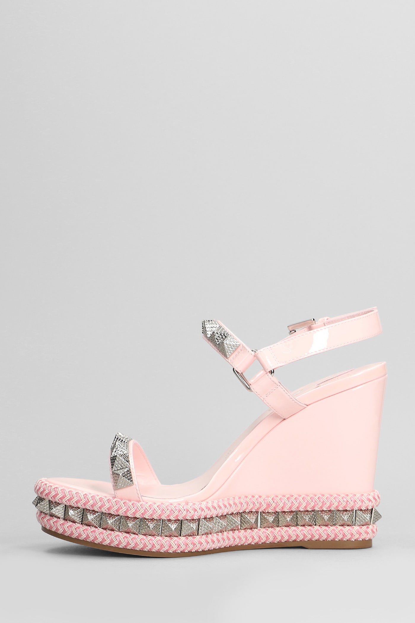 Shop Christian Louboutin Pyraclou 110 Sandals In Rose-pink Patent Leather