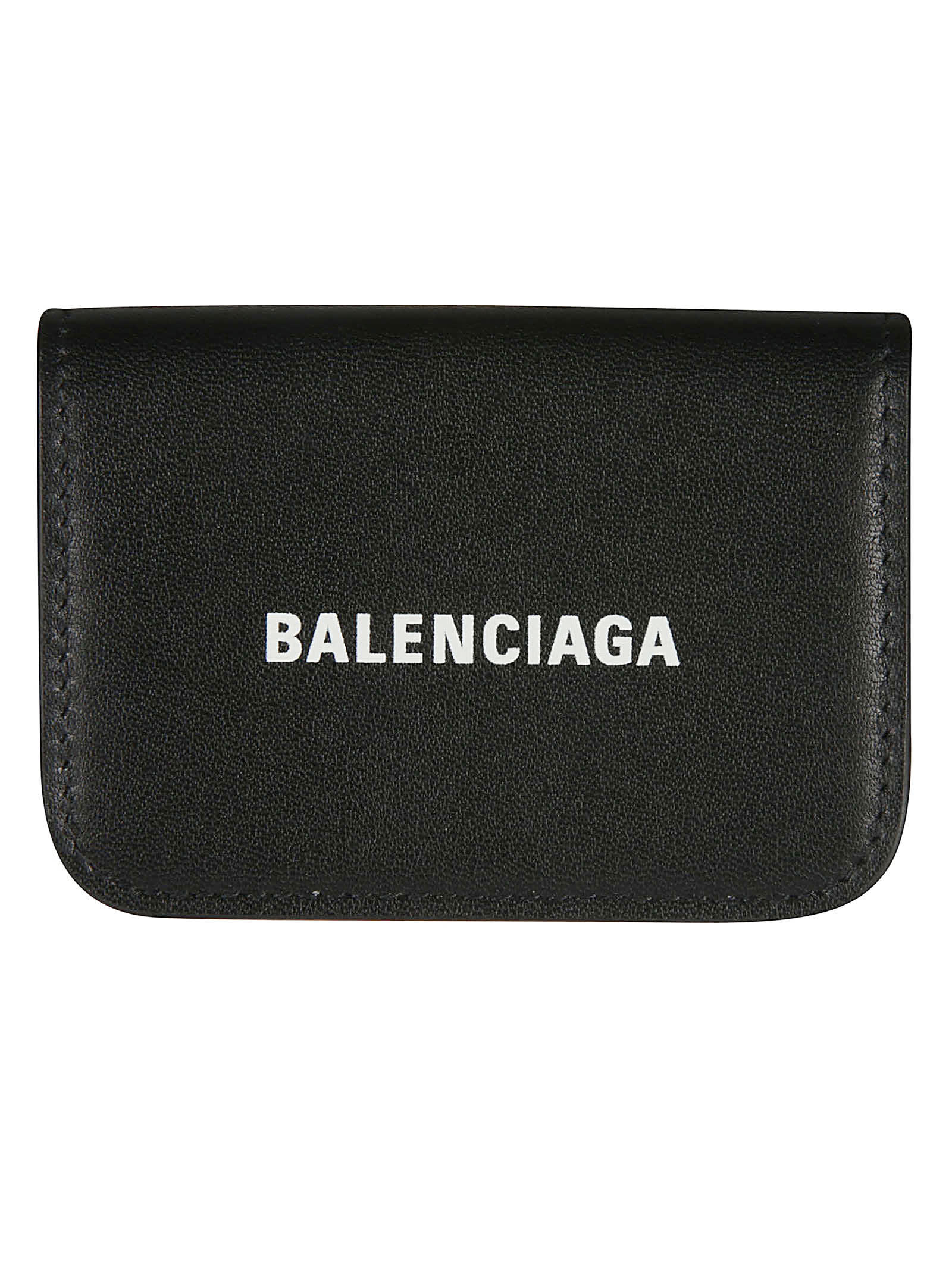 Balenciaga Logo Print Coin Purse In Nero