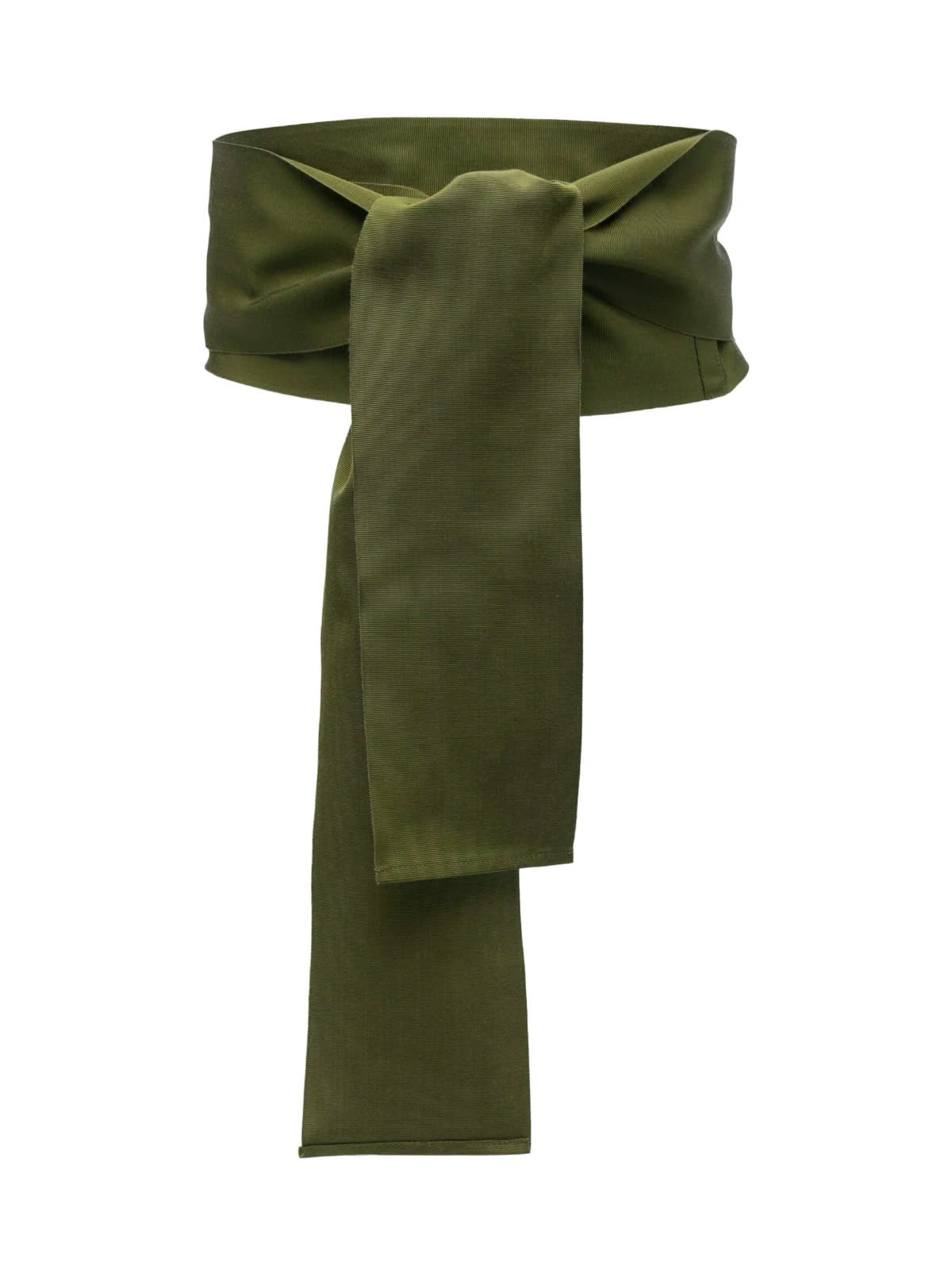 Sara Roka Self-tie Grosgrain Belt In Olive Green