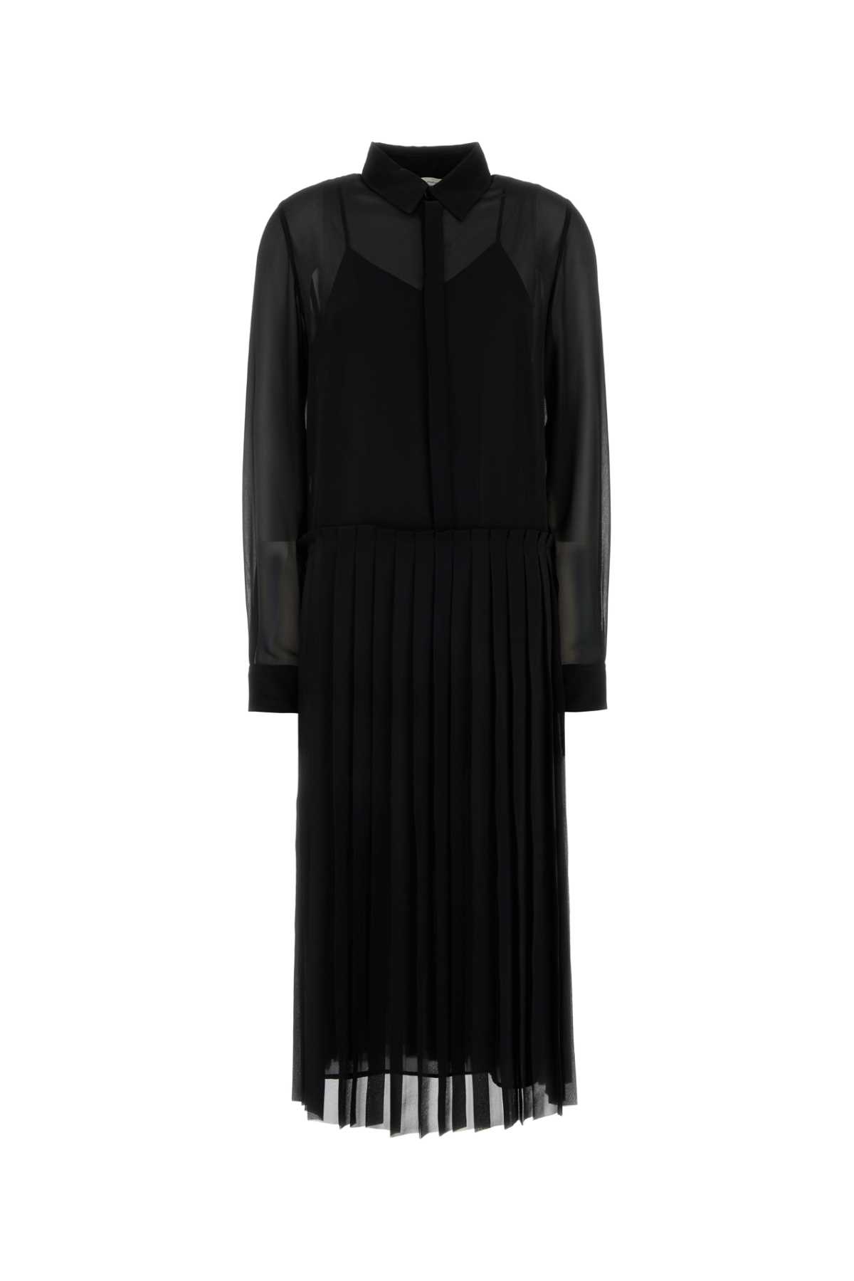 Black Polyester Shirt Dress