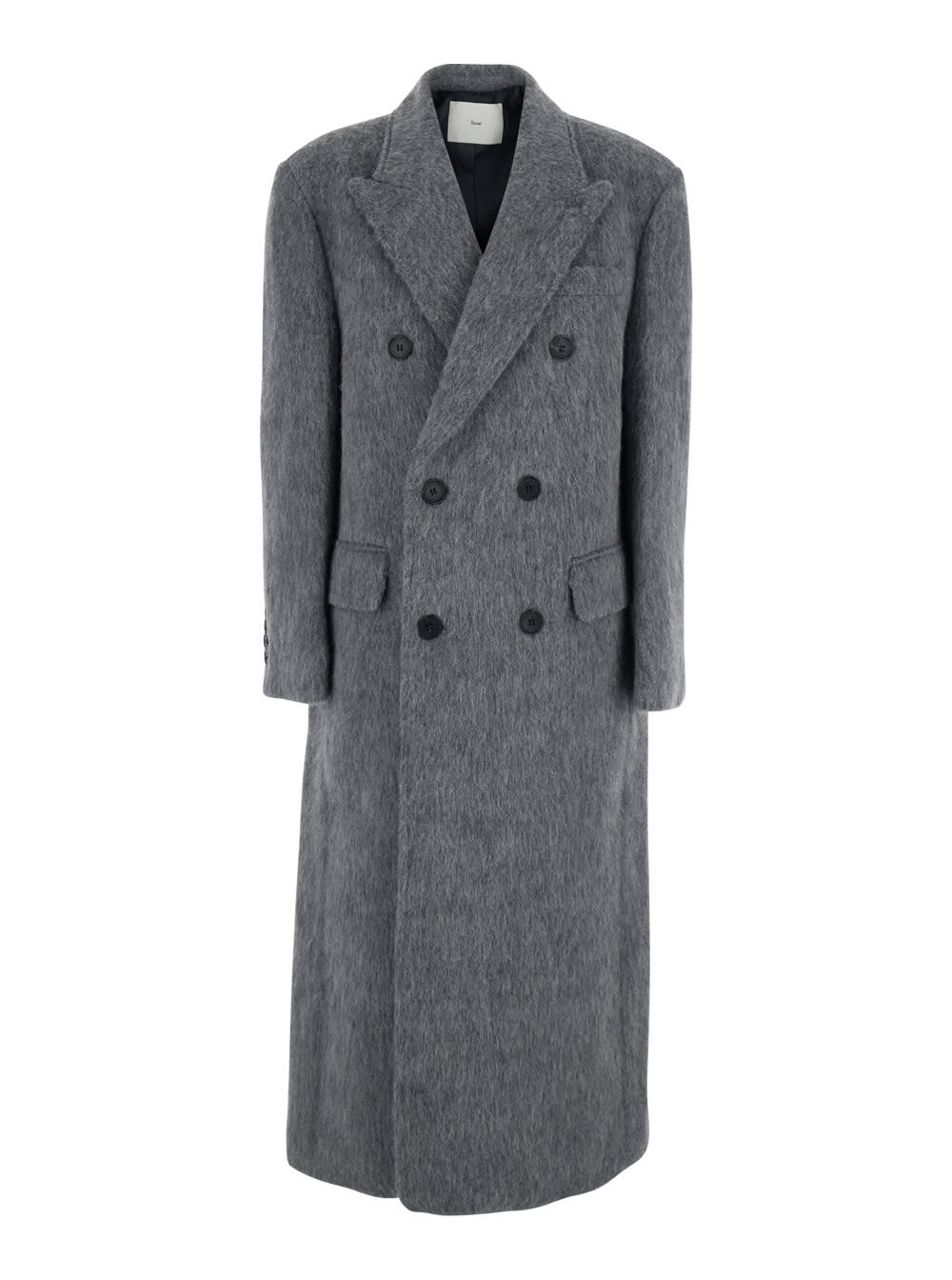 Dunst Grey Double-breasted Coat With Peak Revers In Brushed Wool Woman In Gray