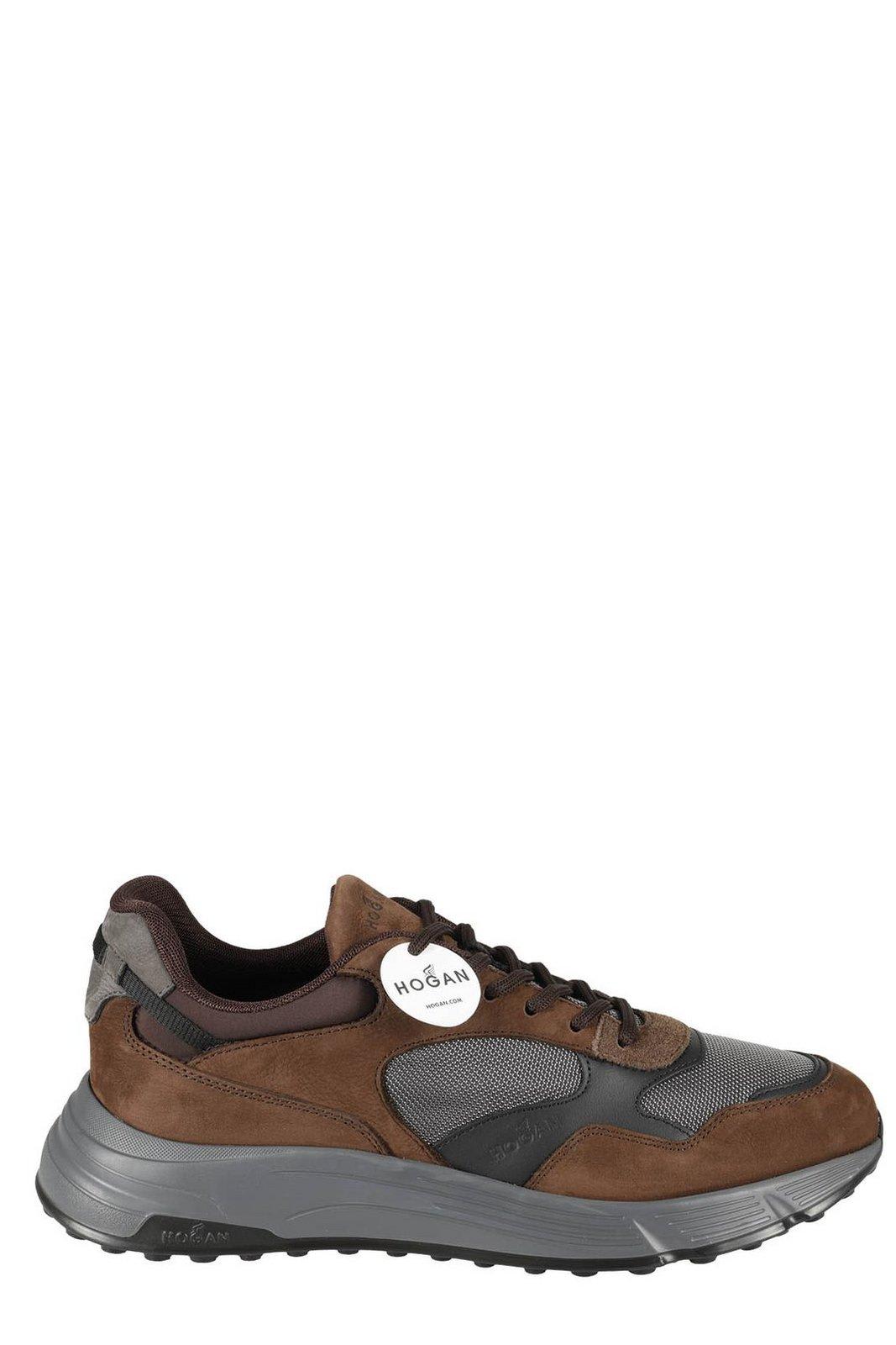 Shop Hogan Hyperlight Panelled Lace-up Sneakers In Brown