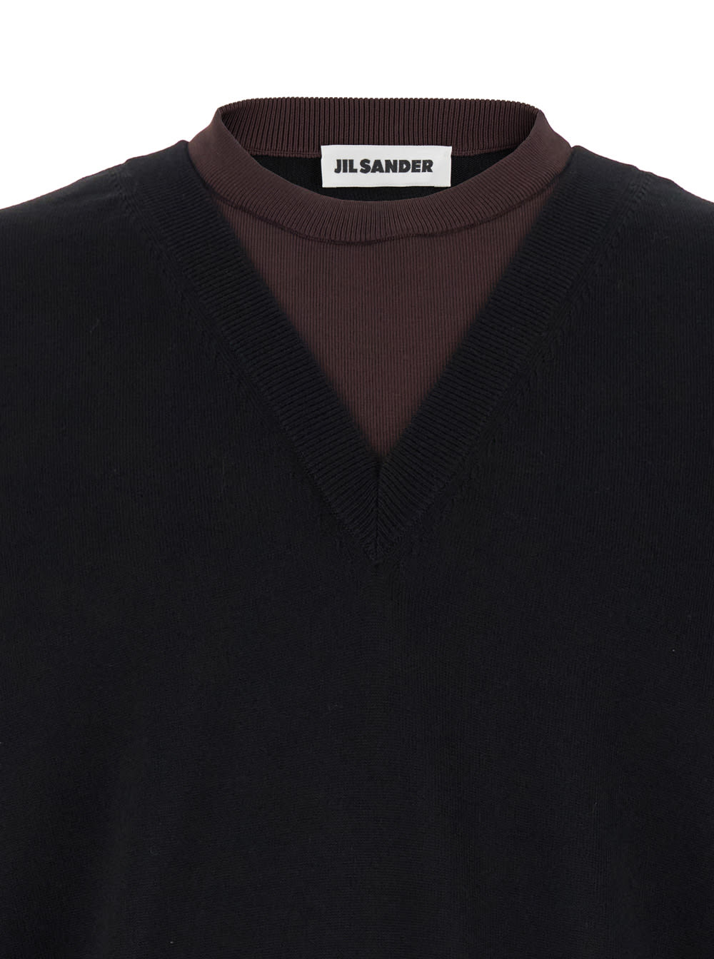 Shop Jil Sander Black And Brown Double-neck Sweater In Wool Man