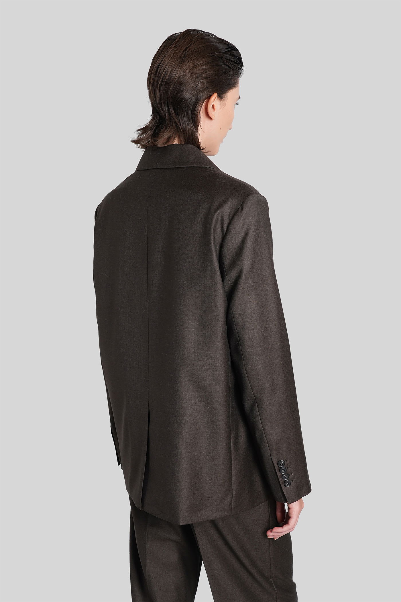 Loulou Studio Donau Lds Blazer In Brown Wool In Brown